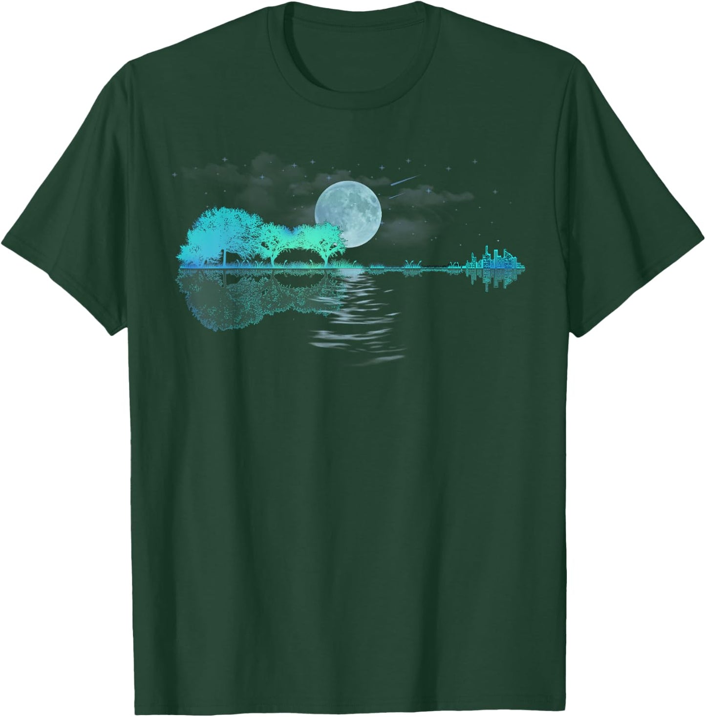 Guitar Lake Reflections Love Musician, Acoustic Guitar Small T-Shirt - T-Shirt | Forest