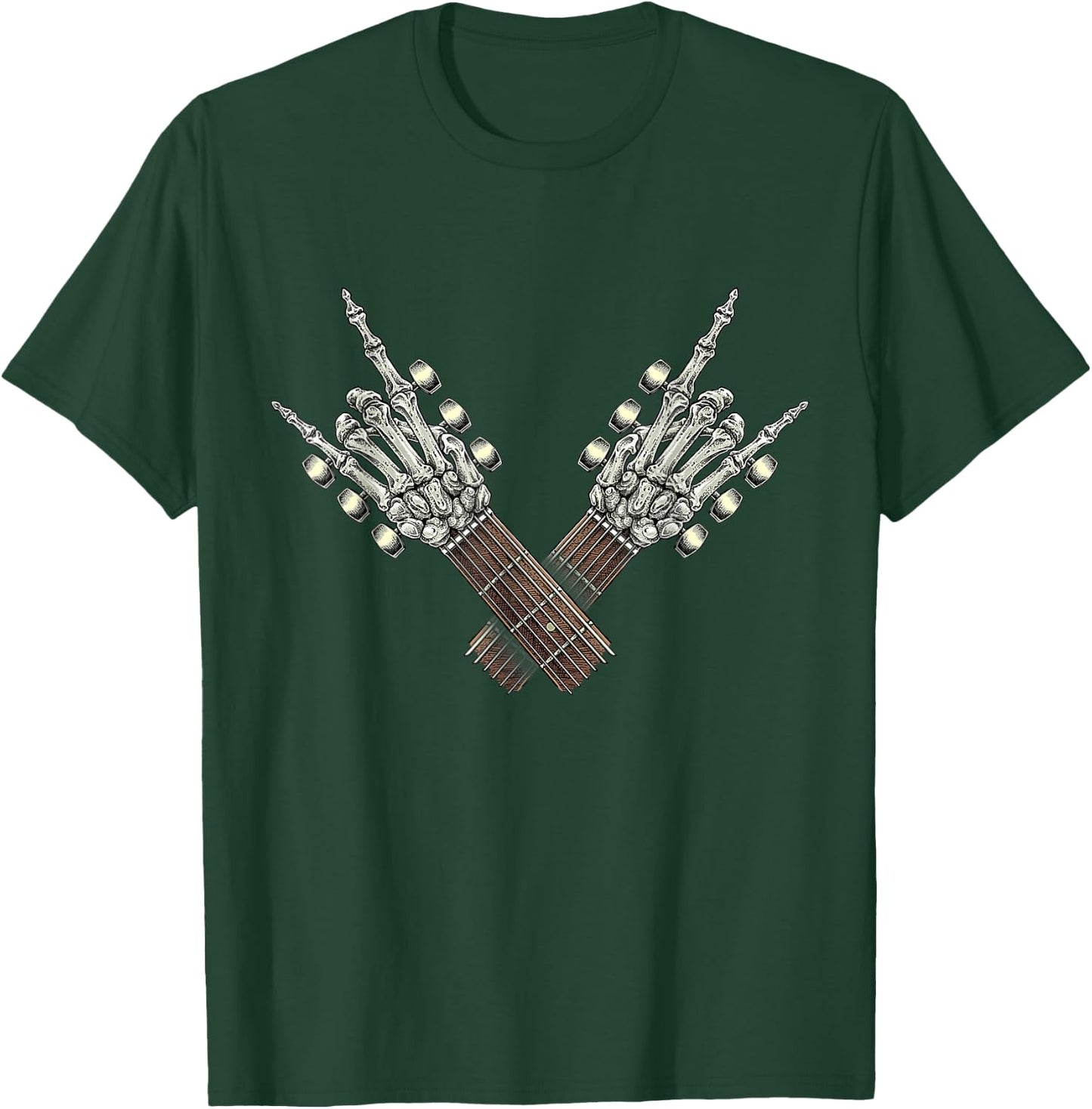 Rock On Guitar Neck Rock & Roll Halloween Skeleton Hand 2 T-Shirt - T-Shirt | Forest