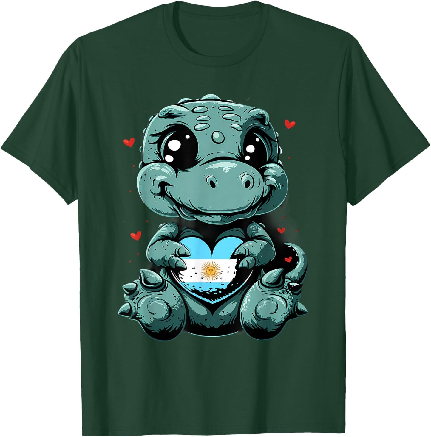 Dino Argentinian Flag Heart Argentinian Roots Argentina T-Shirt - T-Shirt | Forest
