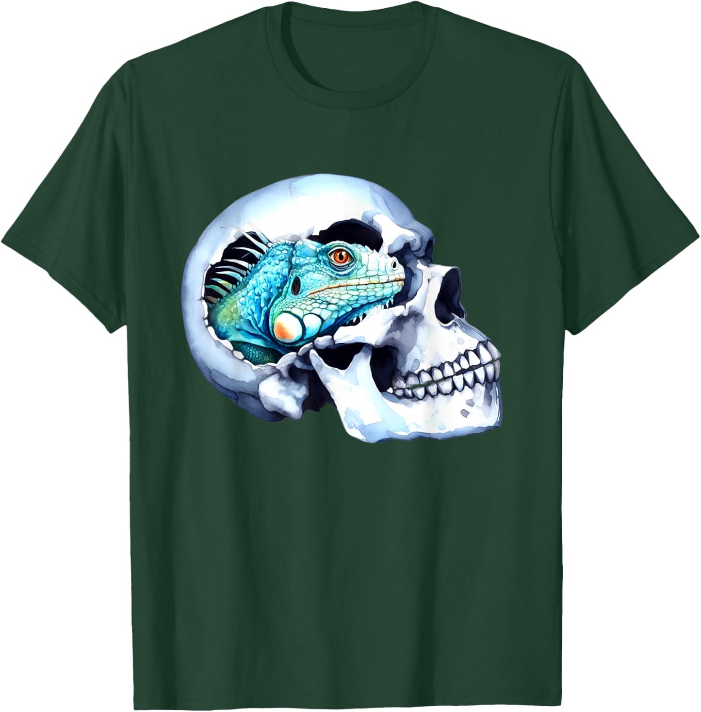 Iguana Skull Pet Lizard Reptile Skull Lovers Design T-Shirt - T-Shirt | Forest