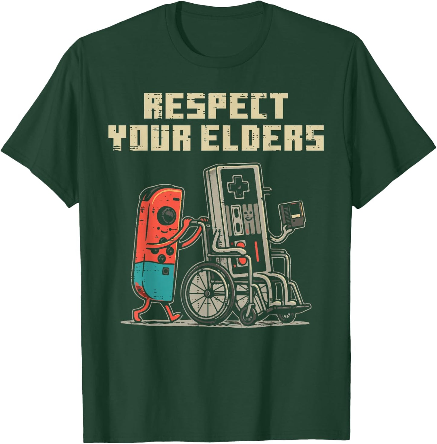 Gamer Controller Respect Your Elders Funny Men Boys Kids T-Shirt - T-Shirt | Forest
