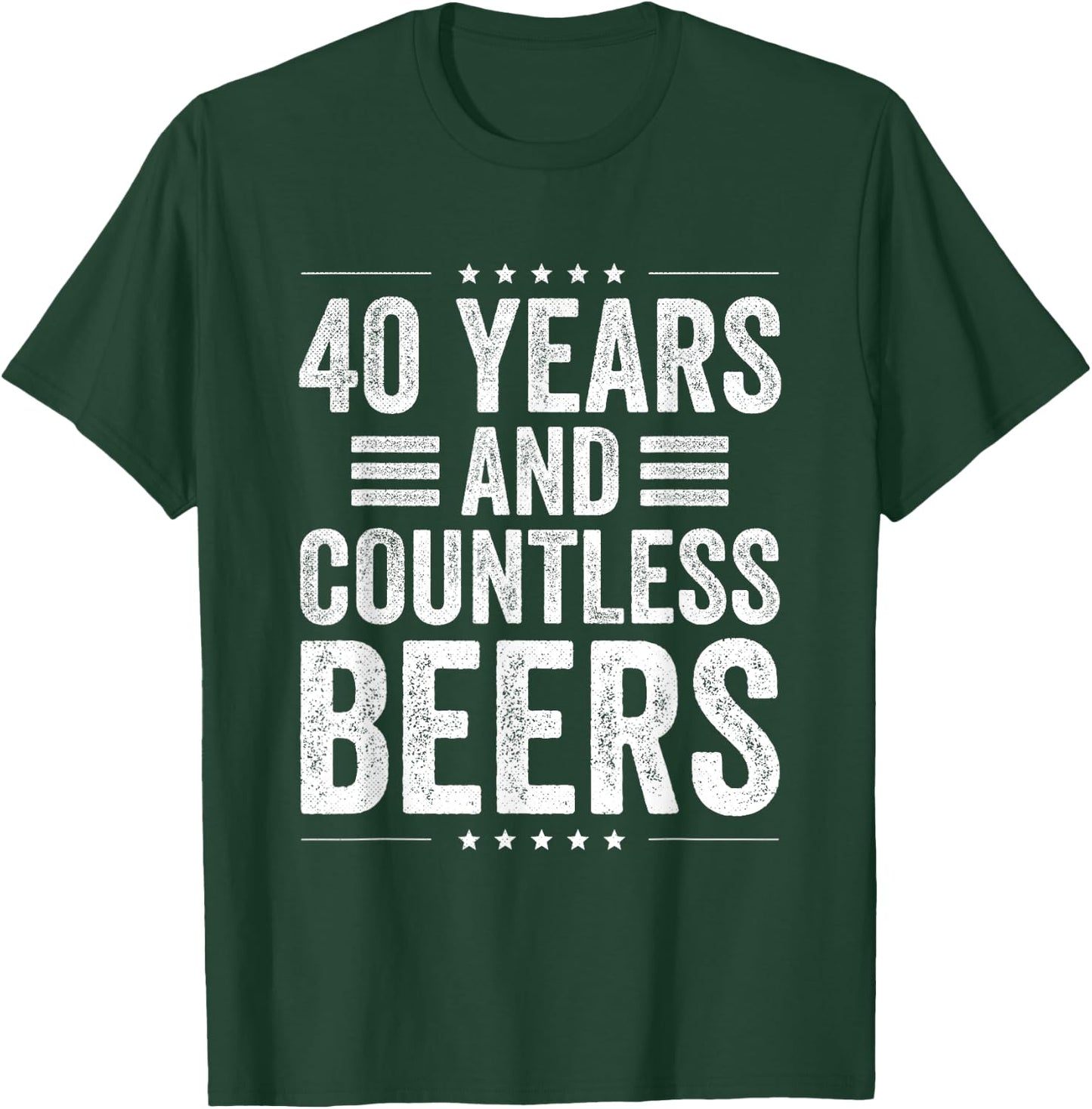 Birthday Husband Coworker 40 Years and Countless Beers T-Shirt - T-Shirt | Forest
