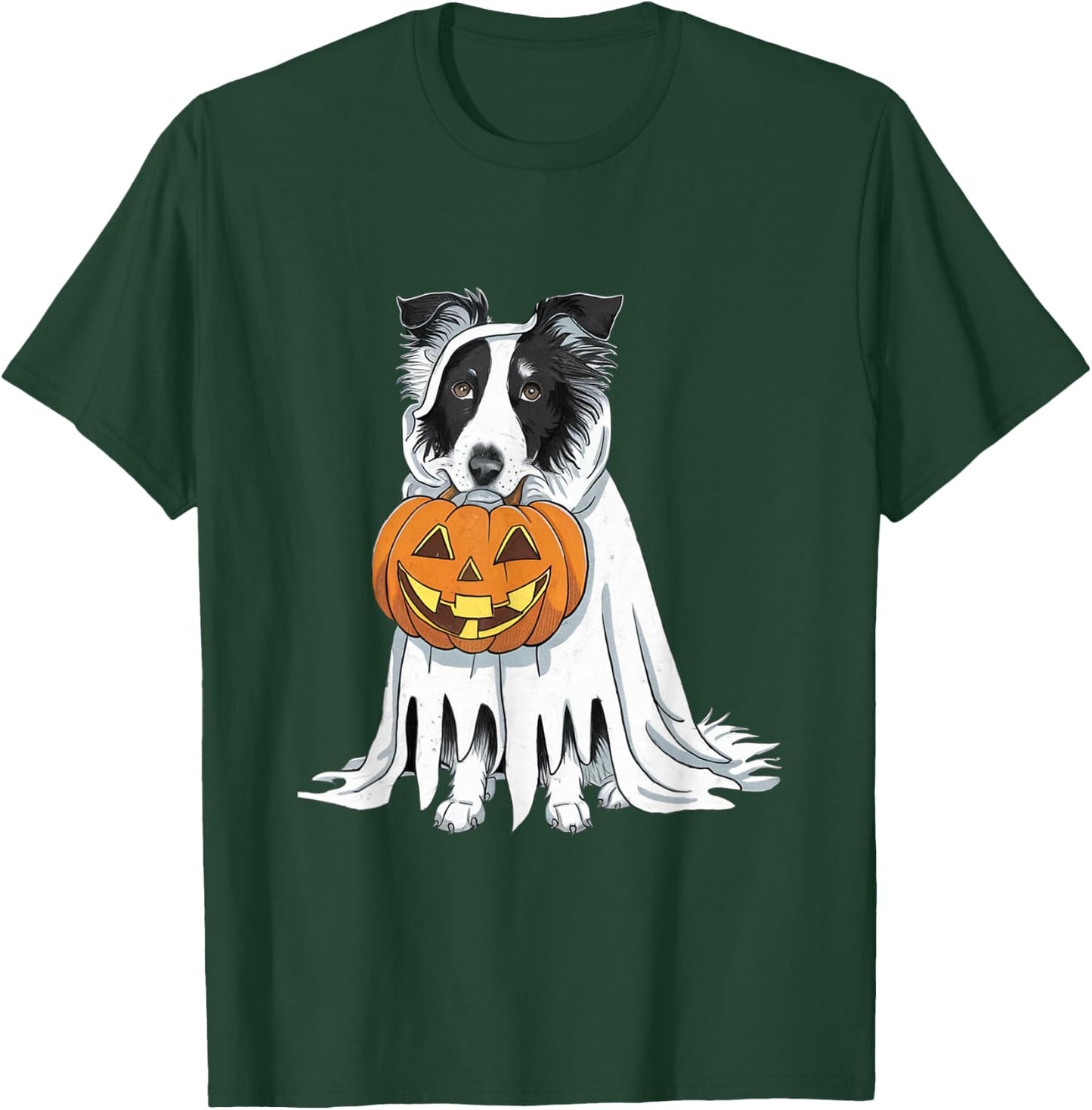 Border Collie Ghost Dog Halloween T-Shirt - T-Shirt | Forest