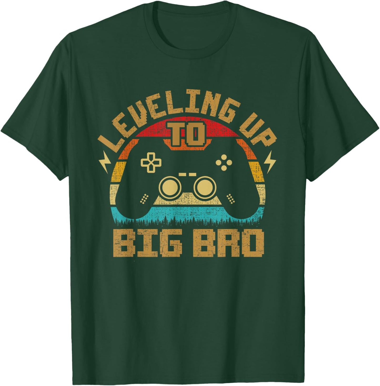 Leveling up to Big Bro vintage Gamer Future Brother T-Shirt - T-Shirt | Forest