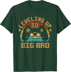 Leveling up to Big Bro vintage Gamer Future Brother T-Shirt - T-Shirt | Forest