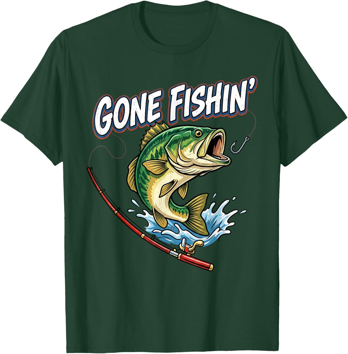 Gone Fishin' Funny Fisherman Lover Bass Fishing Angler T-Shirt - T-Shirt | Forest