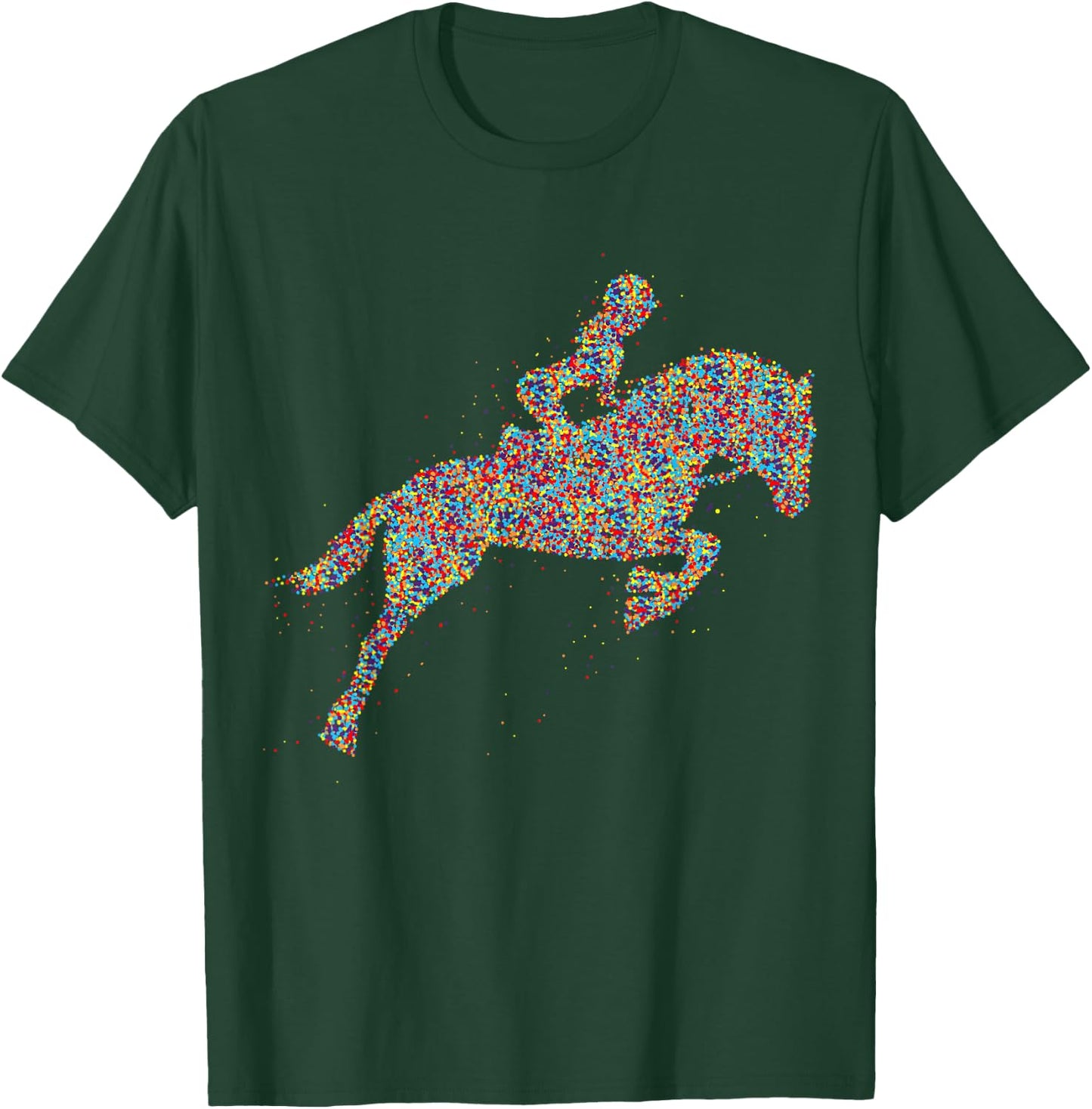 Süße Pferdesport & Pferdeliebhaber Geschenke Damen & Mädchen Frauen Reiterin Pferd Schwarz Klein Crew-Ausschnitt Kurzarm Pull-On Klassische Passform 100% Polyester T-Shirt - T-Shirt | Forest