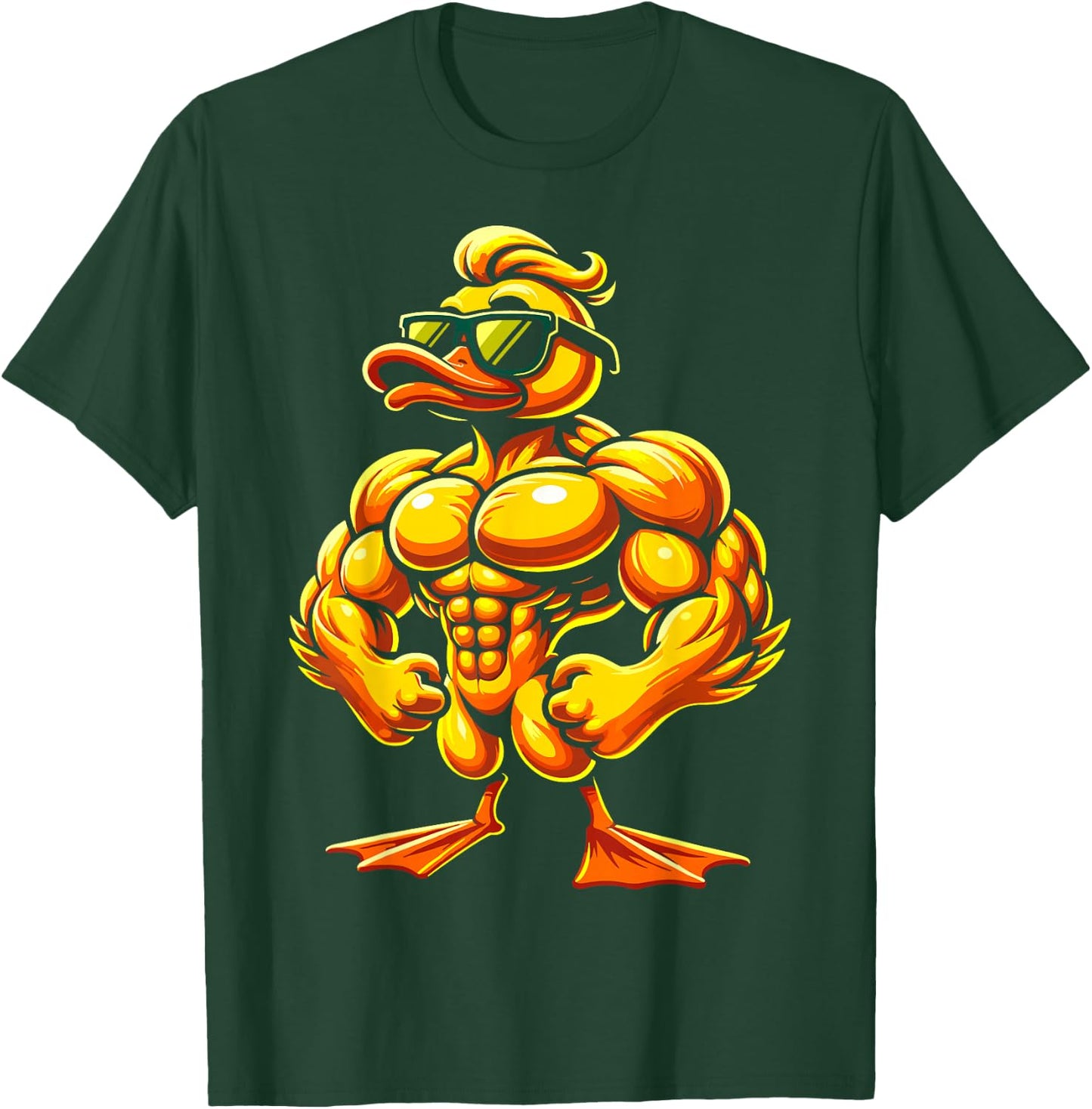 Muscular Rubber Duck with Sunglasses T-Shirt - T-Shirt | Forest