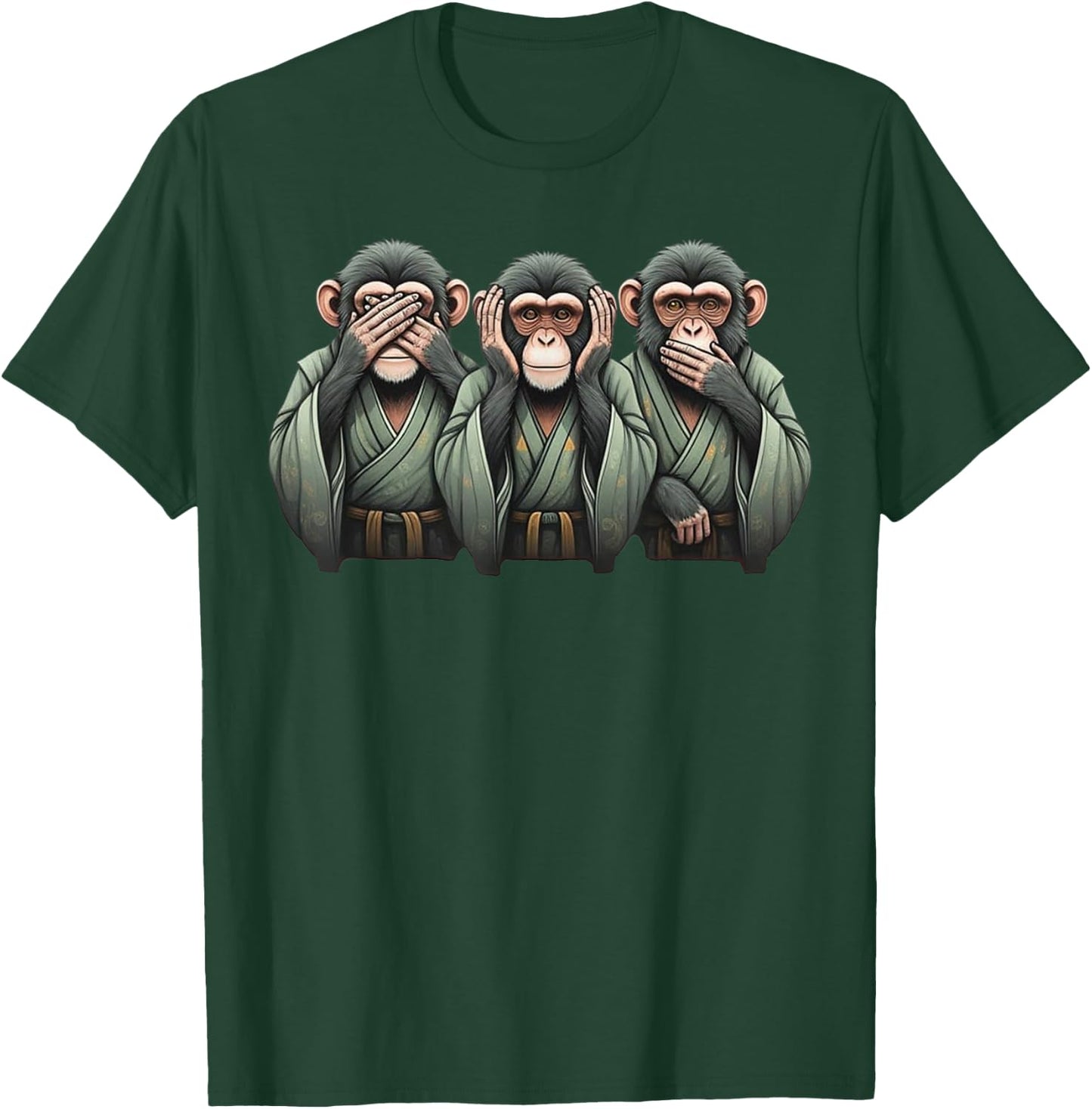 See no evil, Hear No Evil Speak No evil Three Wise Monkeys T-Shirt - T-Shirt | Forest