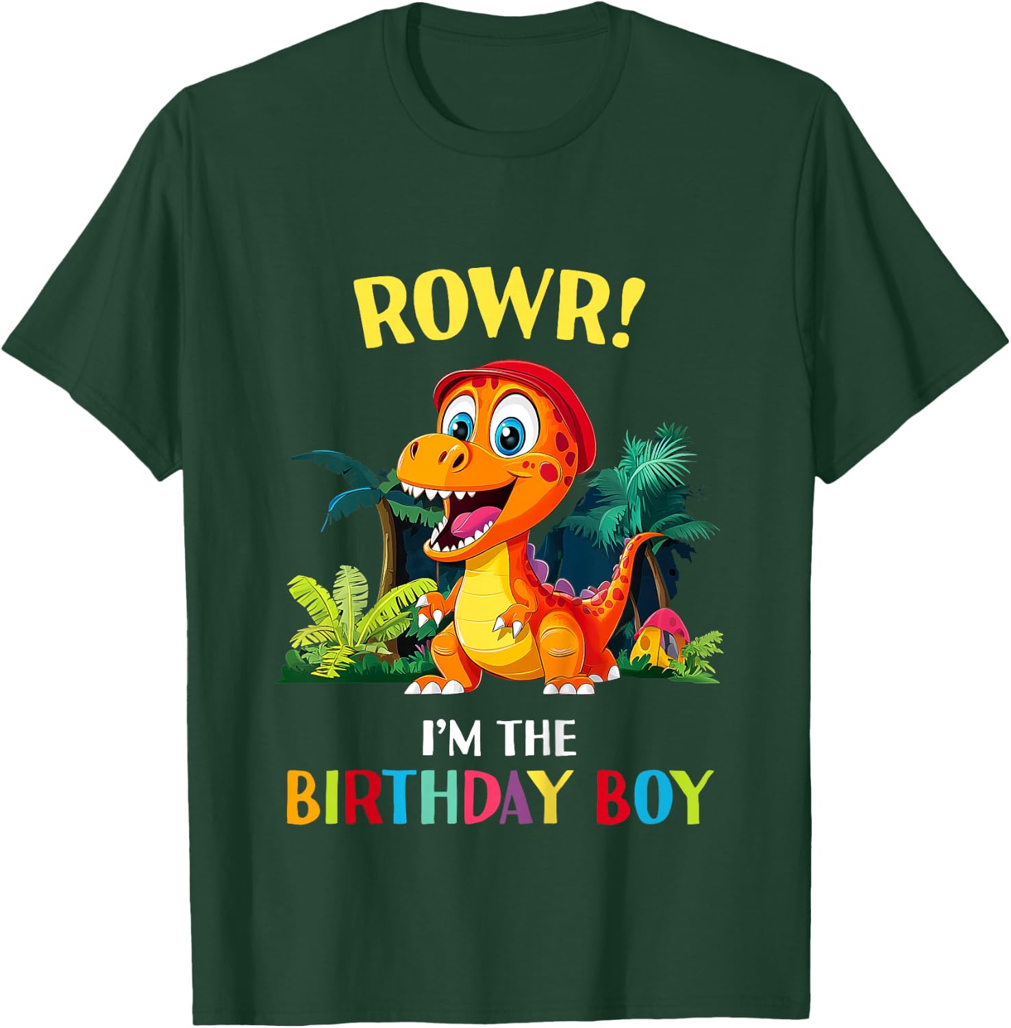 Kids Birthday Boy Saurus Dinosaur Dino Matching Cute T Rex T-Shirt - T-Shirt | Forest
