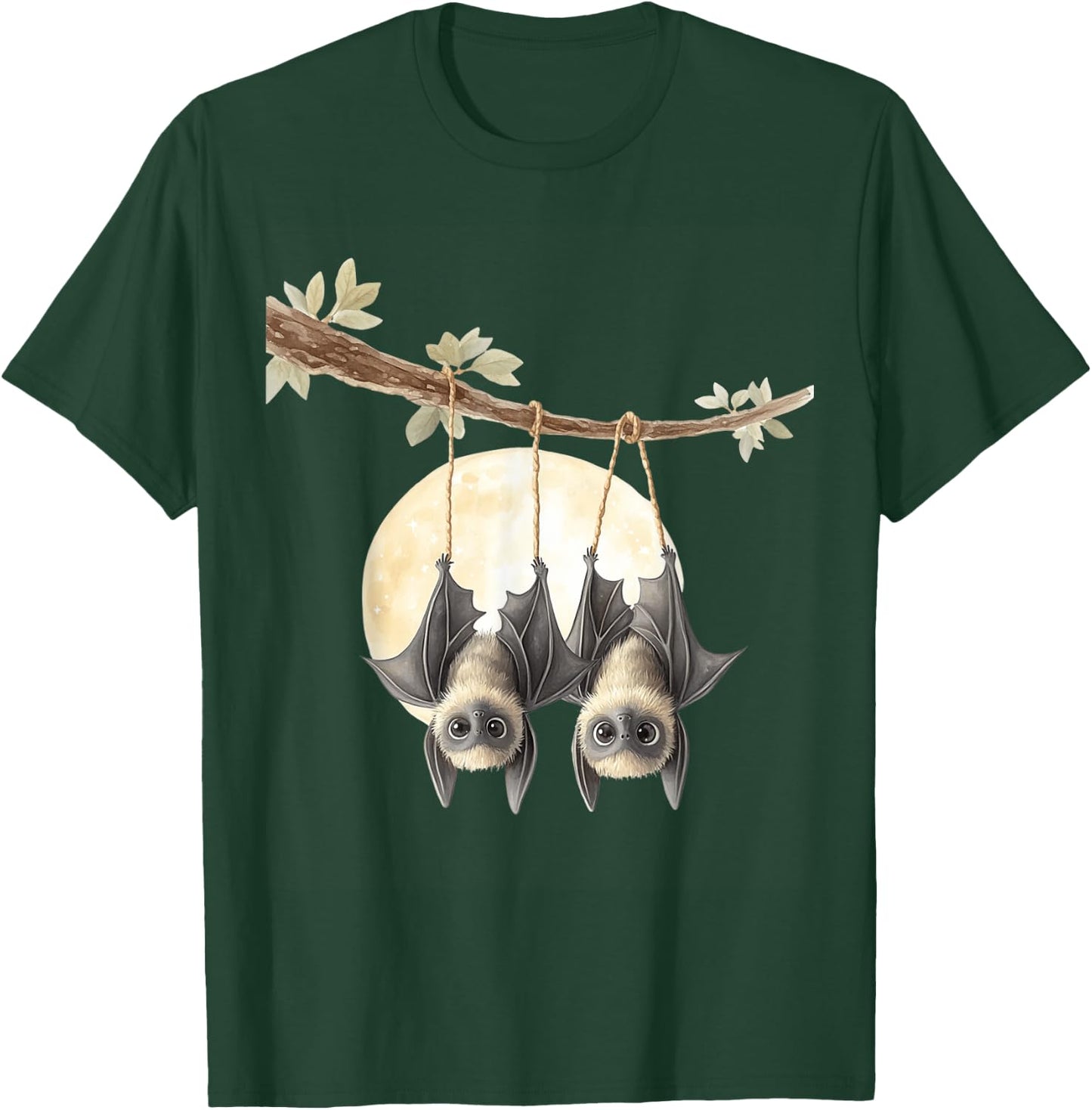 Cute Bats Under The Full Moon T-Shirt - T-Shirt | Forest