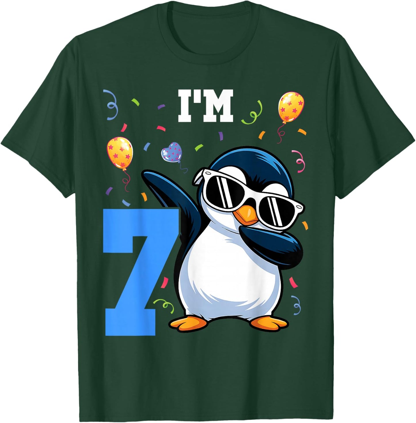 I'm 7 Penguin 7th Birthday Kids T-Shirt - T-Shirt | Forest