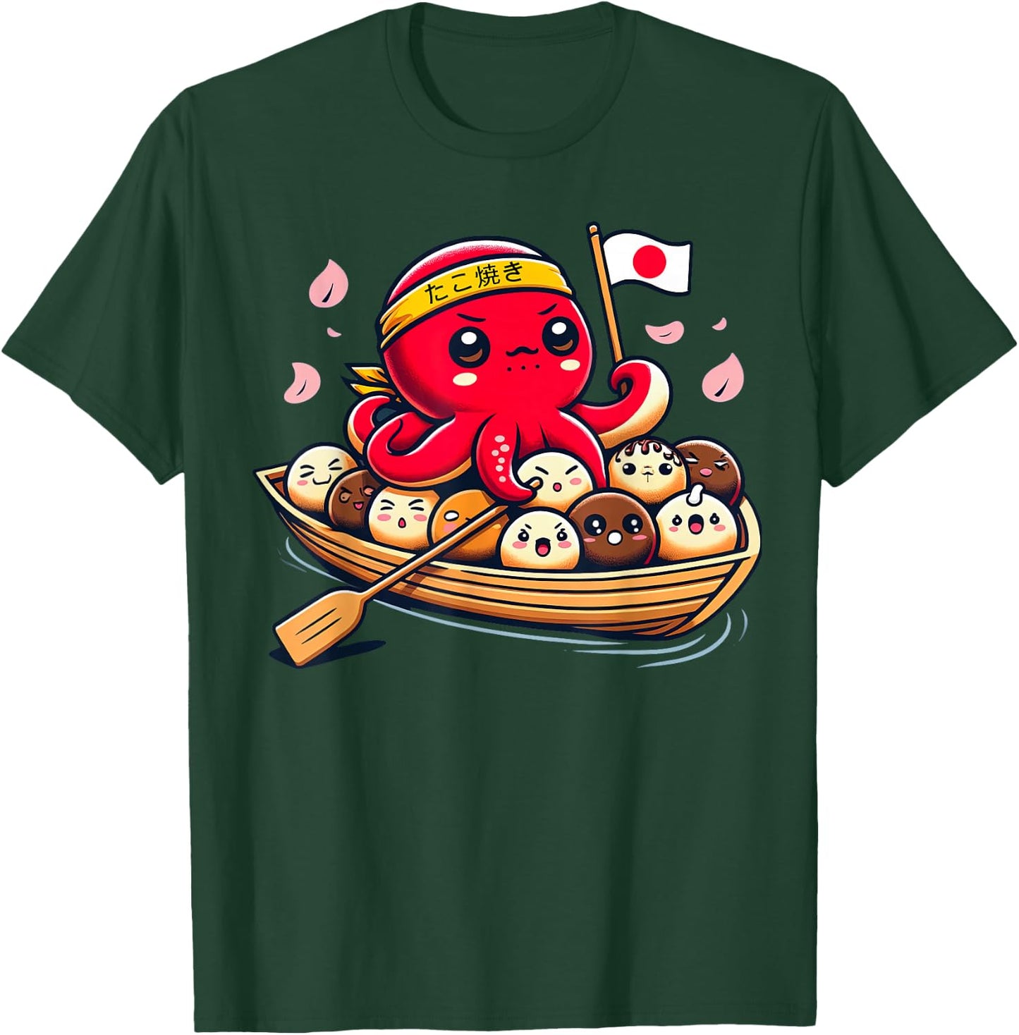 Cute Takoyaki and Octopus Japanese street food T-Shirt - T-Shirt | Forest