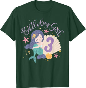 Birthday Girl 3rd Birthday Mermaid Girl 3 Years Old T-Shirt - T-Shirt | Forest