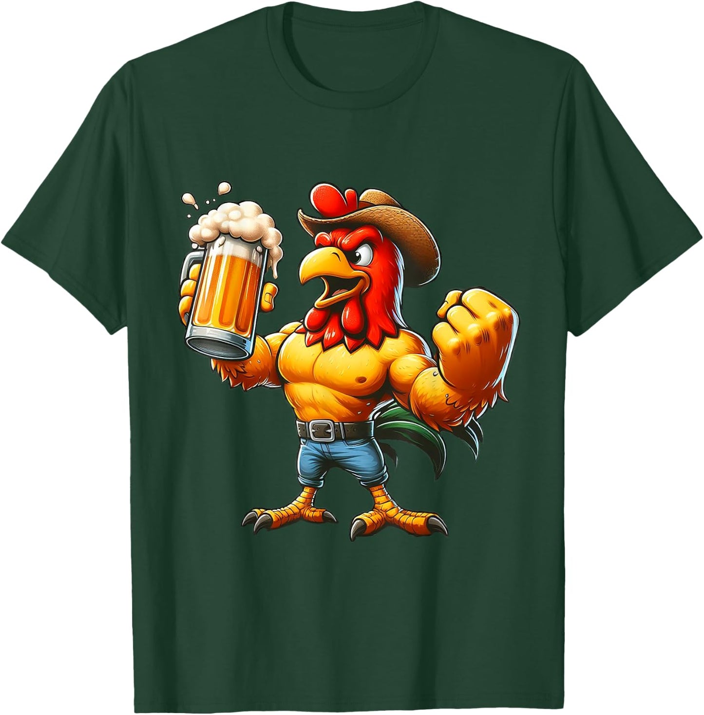 Karate Kick Chicken Beer and Martial Arts Fusion Chickens T-Shirt - T-Shirt | Forest