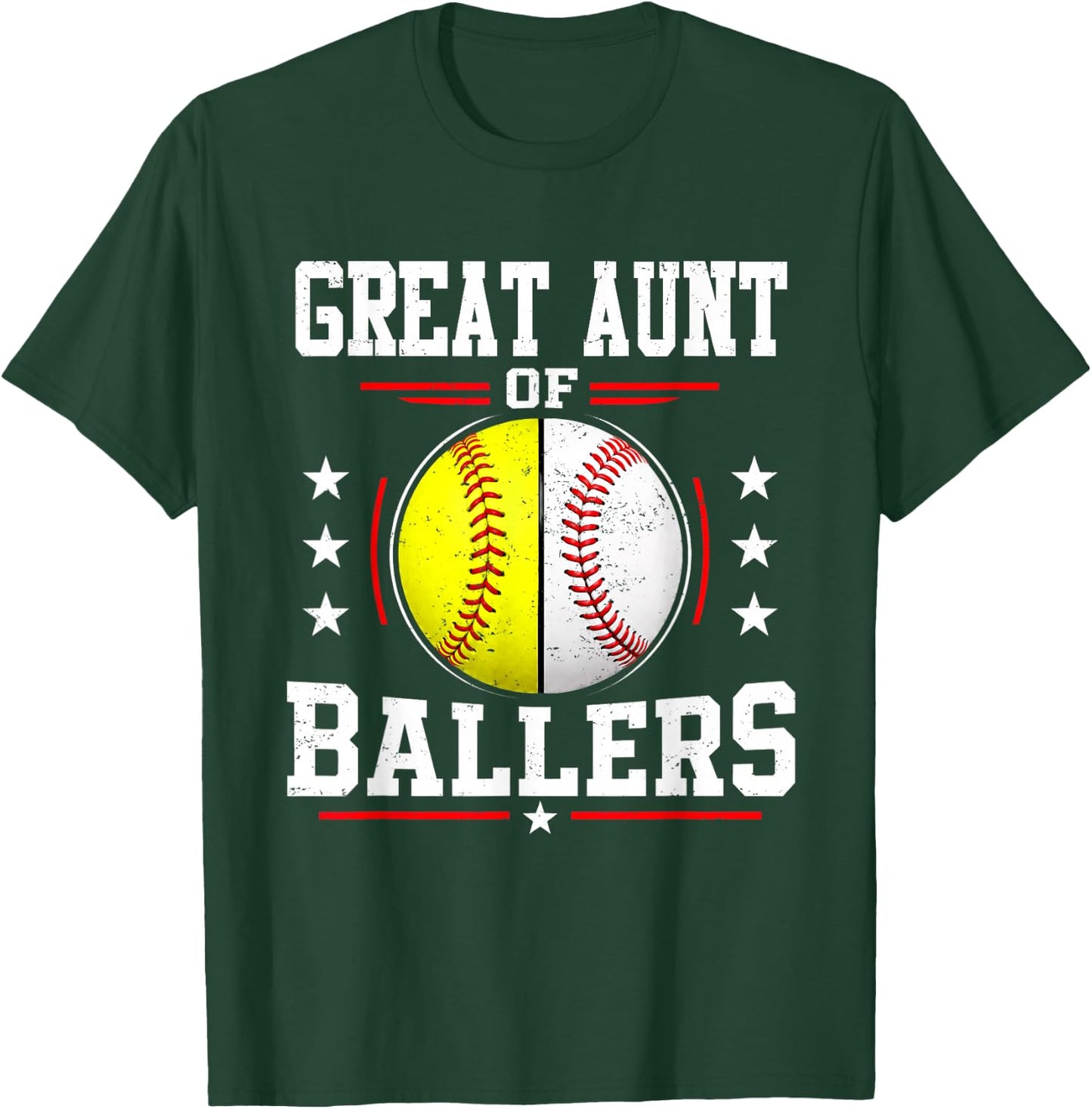 Great Aunt of Ballers Baseball Softball Aunt T-Shirt - T-Shirt | Forest