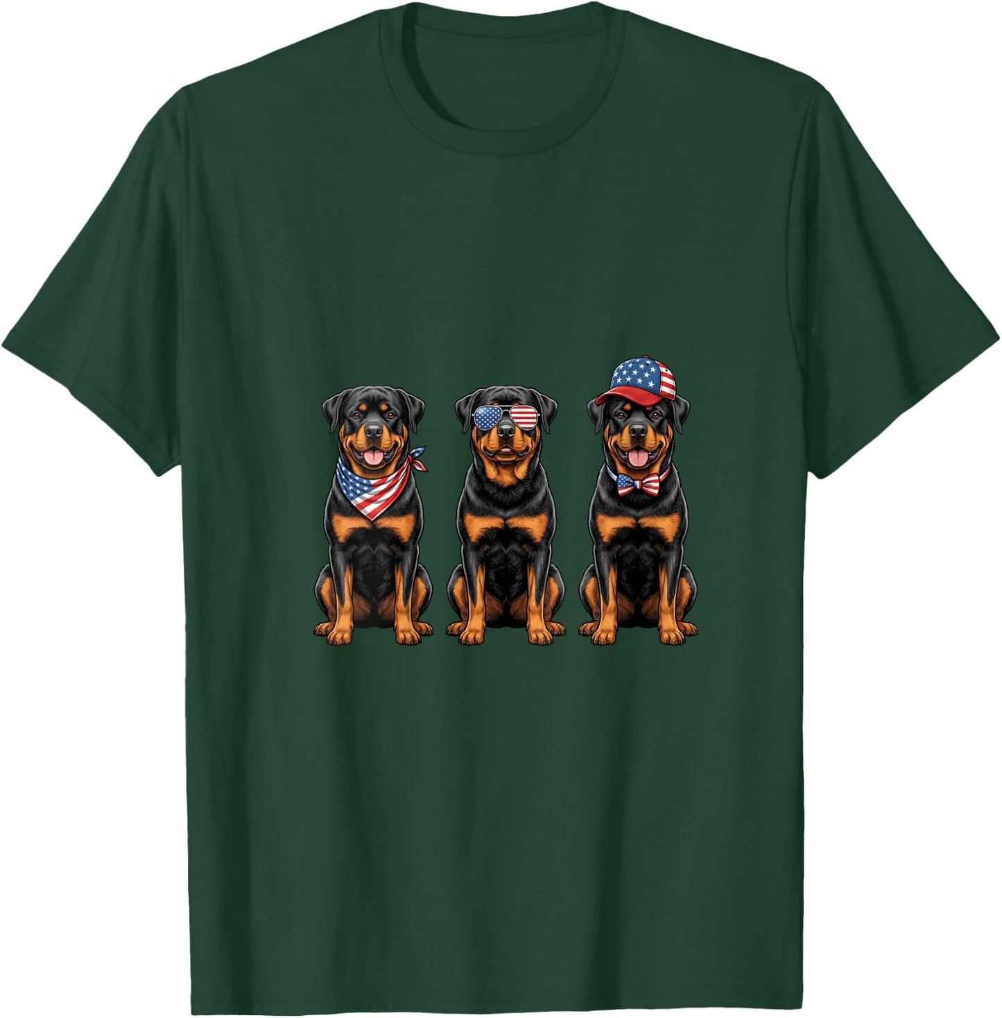 Women's Rottweiler 4th of July US American Flag Rottie Dog Patriotic V-Neck T-Shirt - T-Shirt | Forest