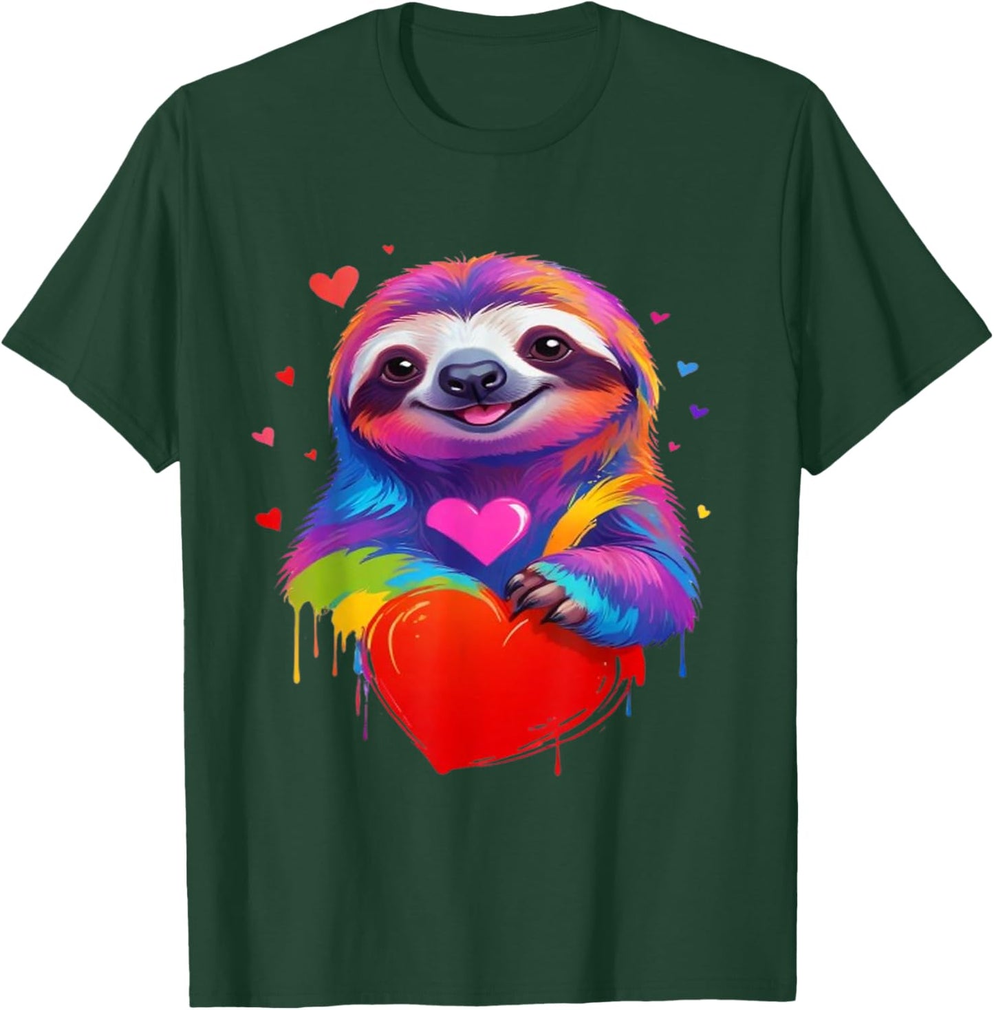 Lazy Shirt - Colorful Heart Shaped Graphic , Black, S T-Shirt - T-Shirt | Forest