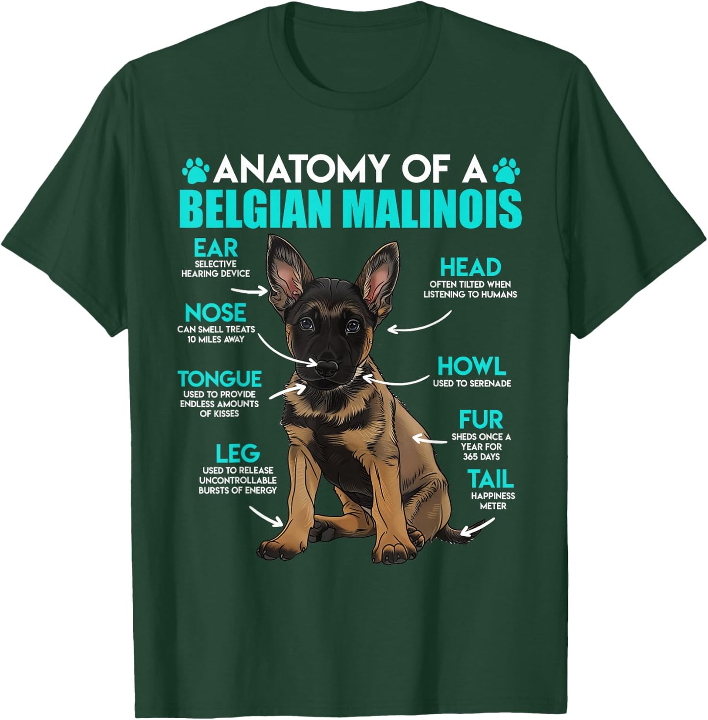 ANATOMY OF A MALINOIS Belgian Shepherd Dog Owners T-Shirt - T-Shirt | Forest