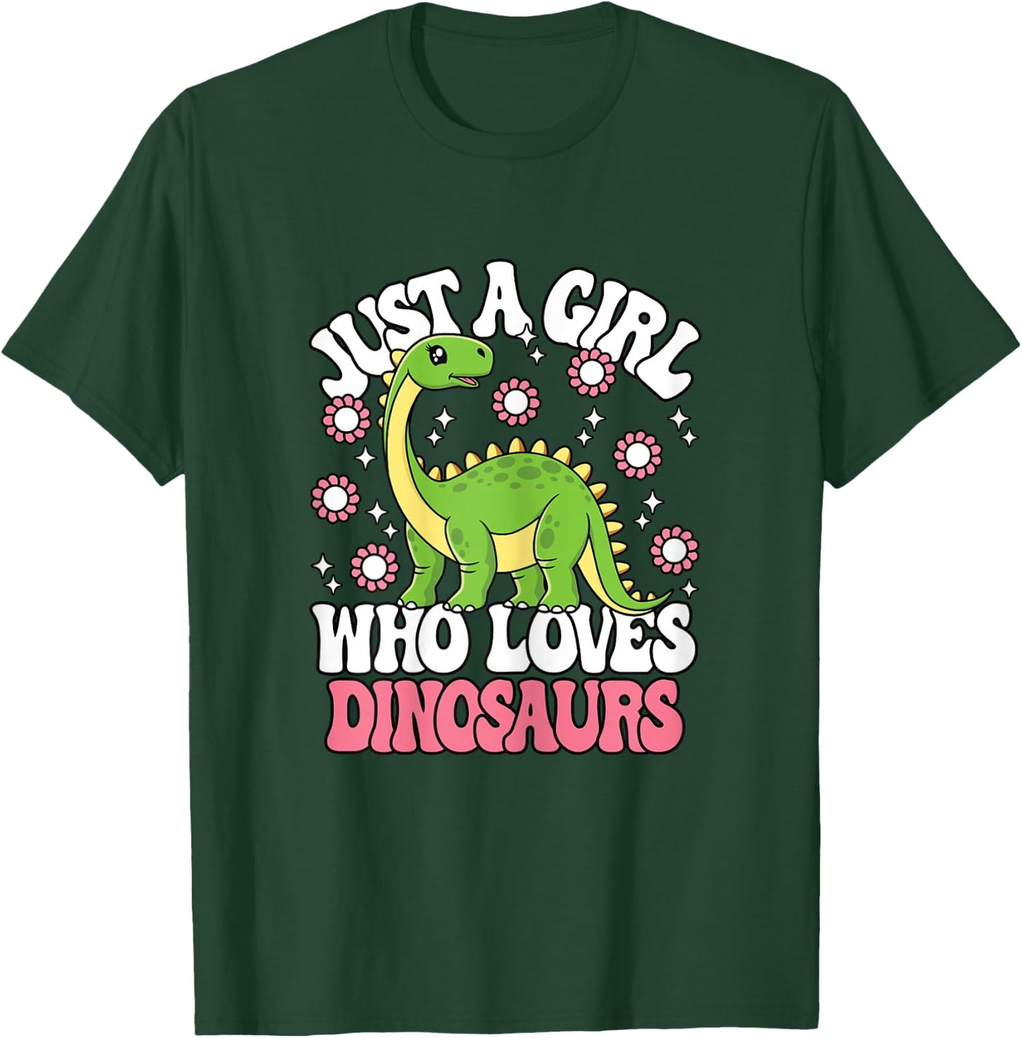 Just A Girl Who Loves Dinosaurs Cute Dinosaur Girls Kids T-Shirt - T-Shirt | Forest