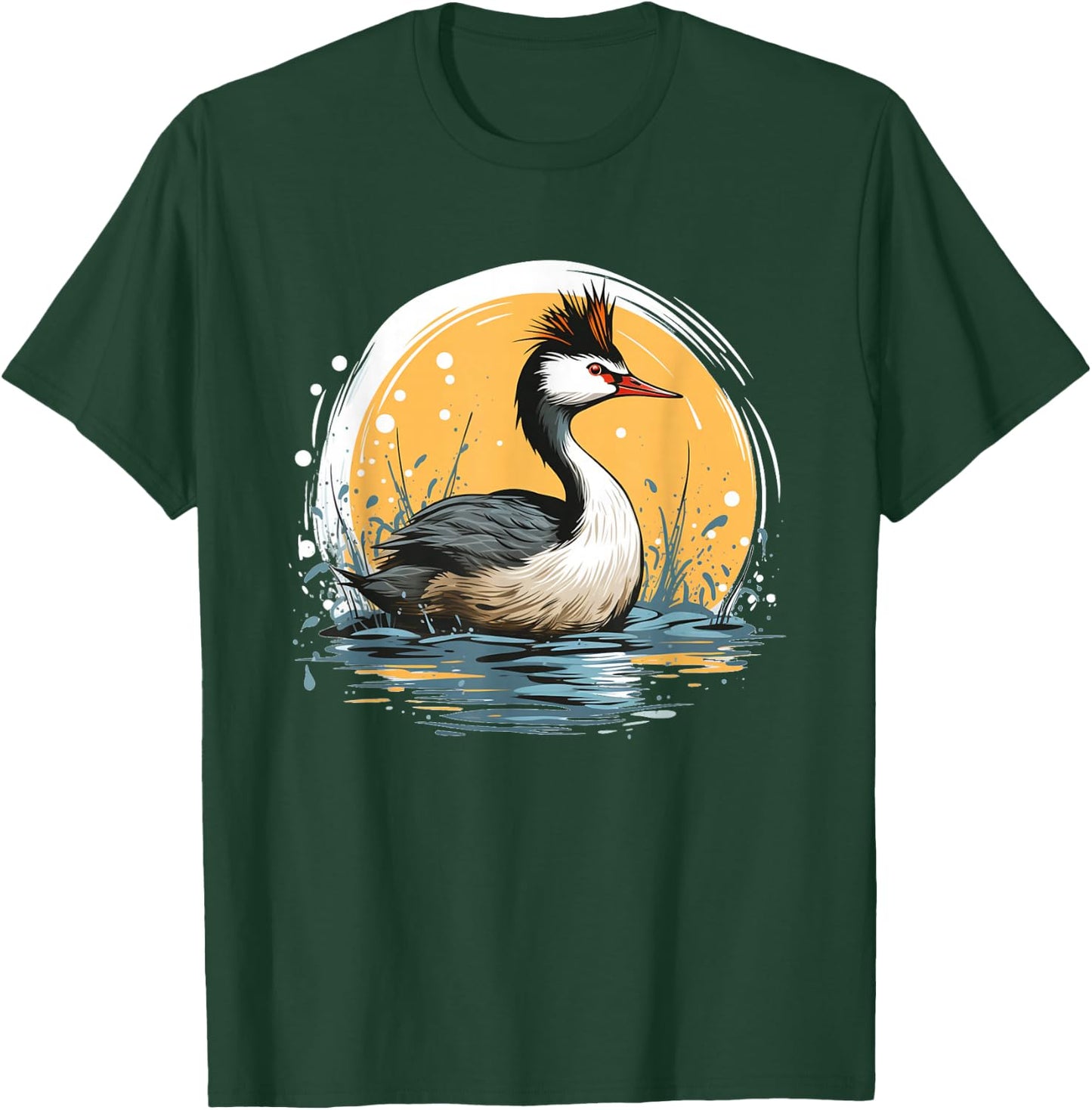 Cool looking Grebe Bird for Duck and birdwatching Lovers T-Shirt - T-Shirt | Forest