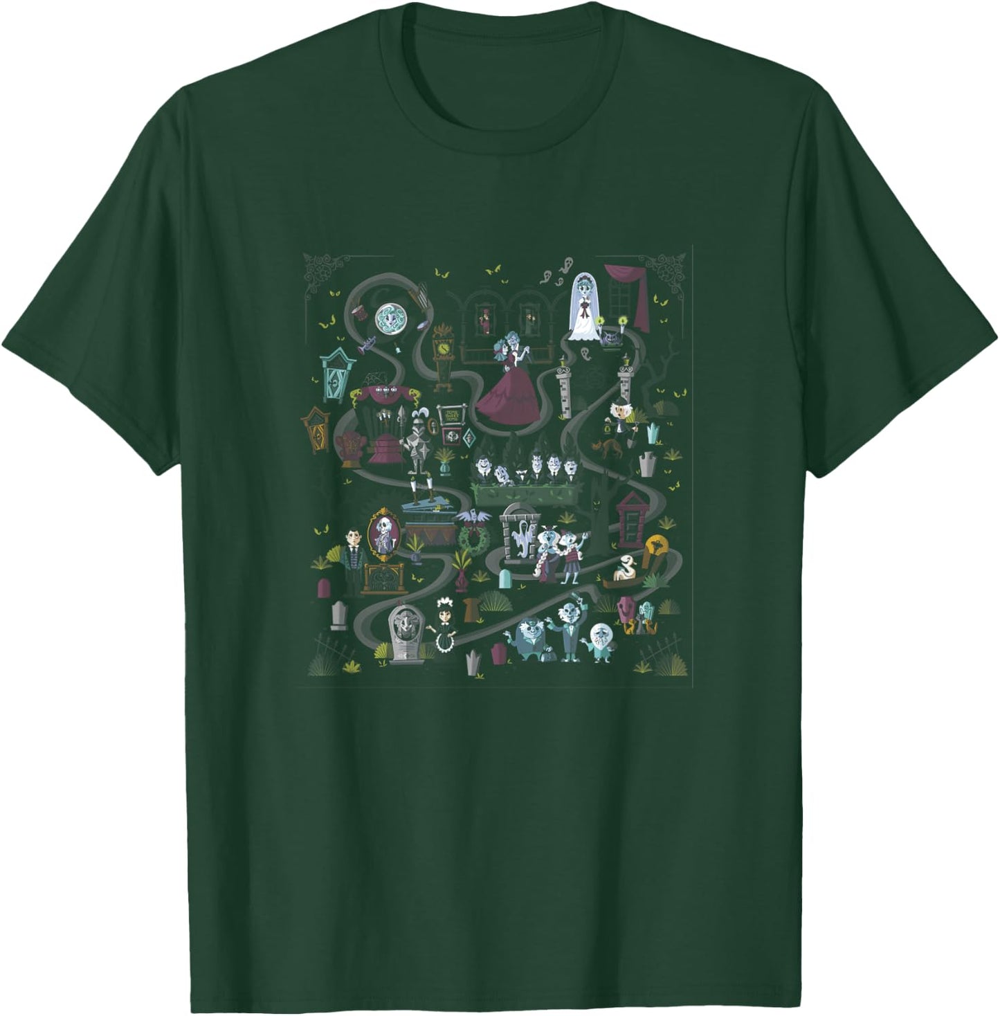 The Haunted Mansion Ride Animated Map Overview T-Shirt - T-Shirt | Forest
