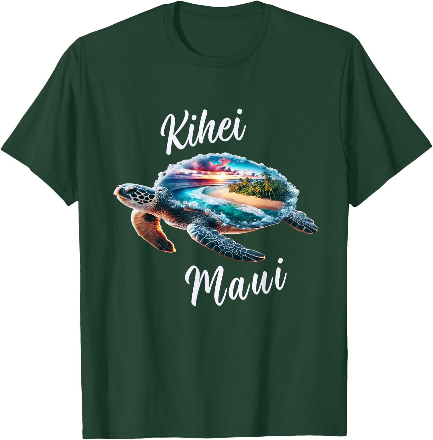 Kihei Maui Hawaii Beach on Sea Turtle T-Shirt - T-Shirt | Forest