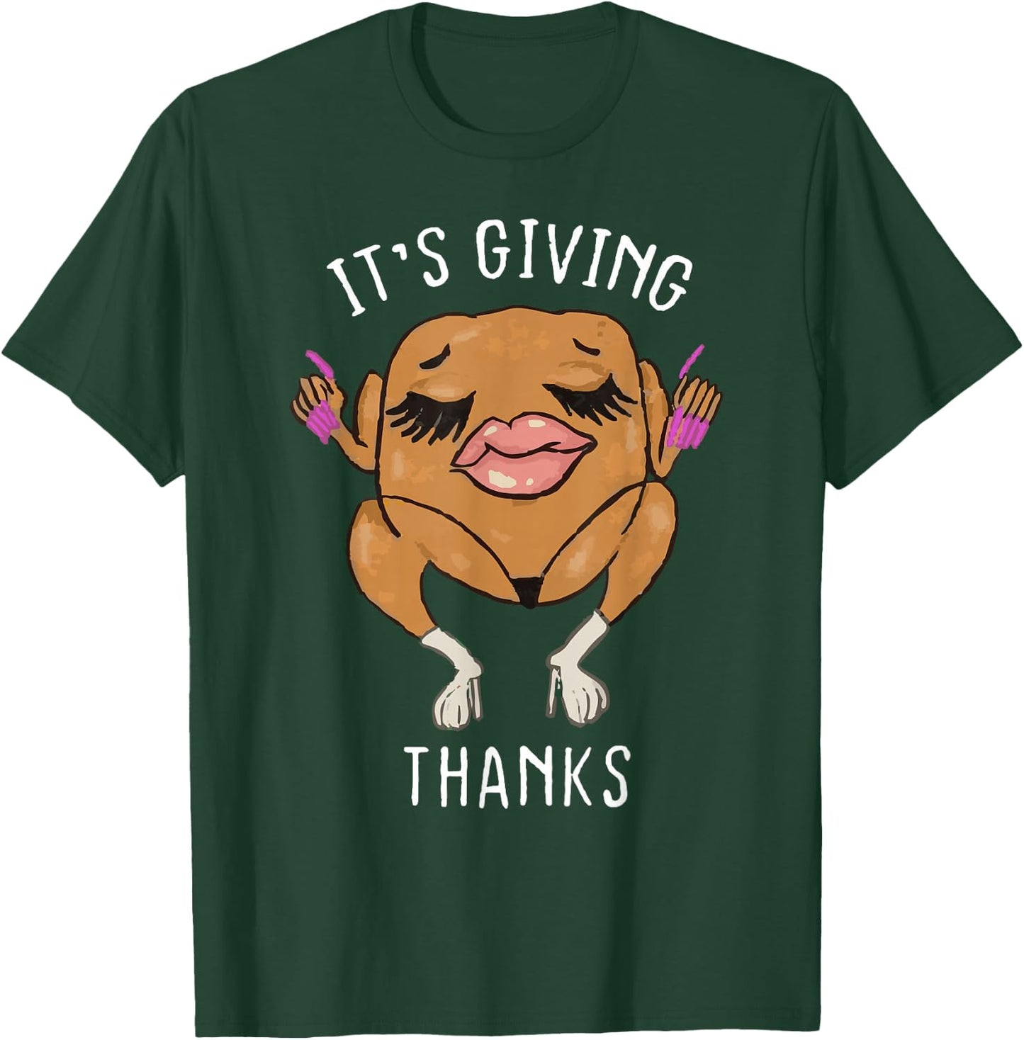 It’s Giving Thanks Turkey Funny Thanksgiving Meme T-Shirt - T-Shirt | Forest