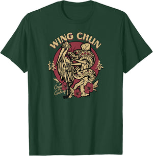 Wing Chun Wooden Dummy featuring the Crane and Snake T-Shirt - T-Shirt | Forest