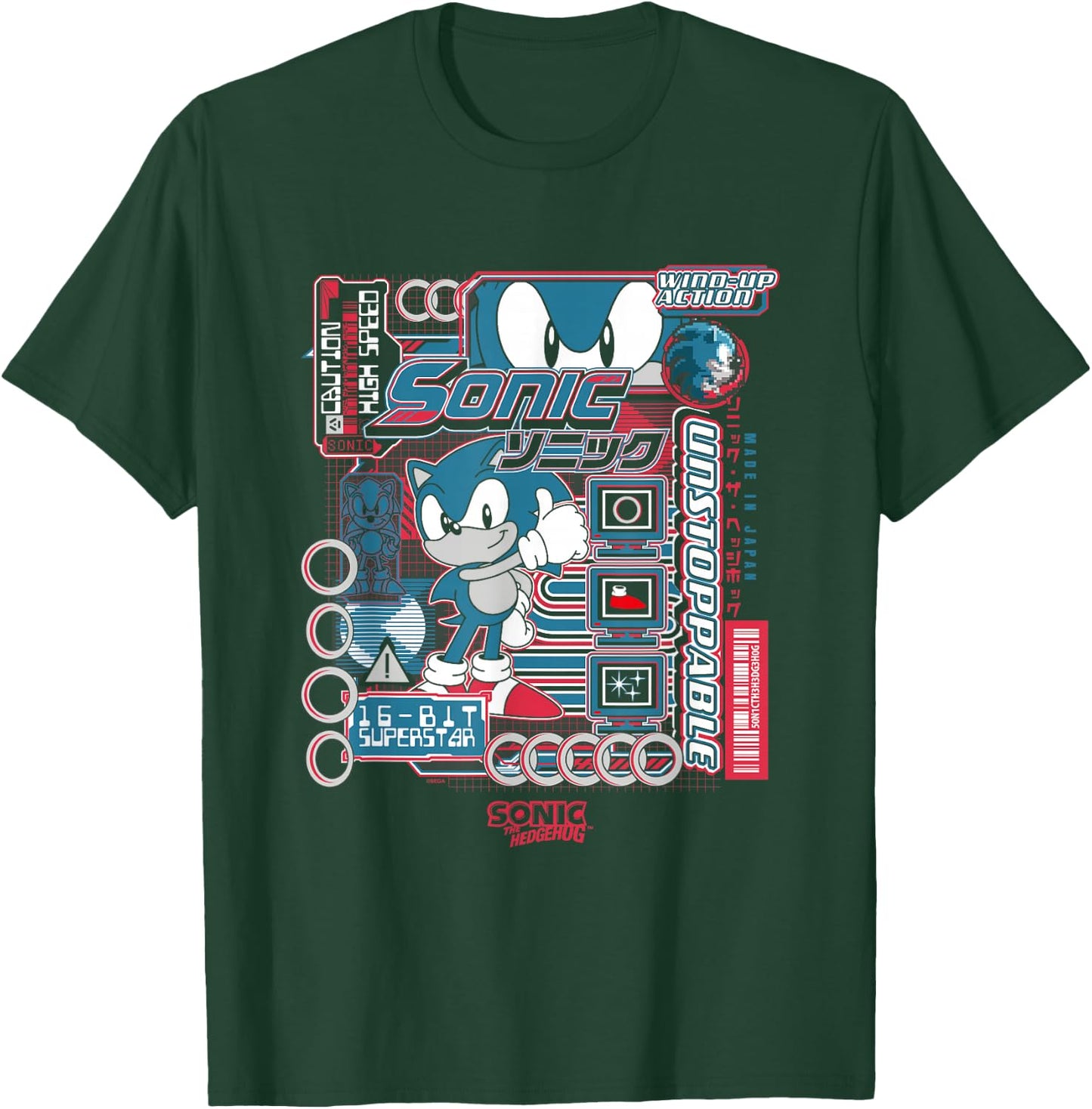 Sonic The Hedgehog Sonic Unstoppable Vintage Kanji Poster T-Shirt - T-Shirt | Forest