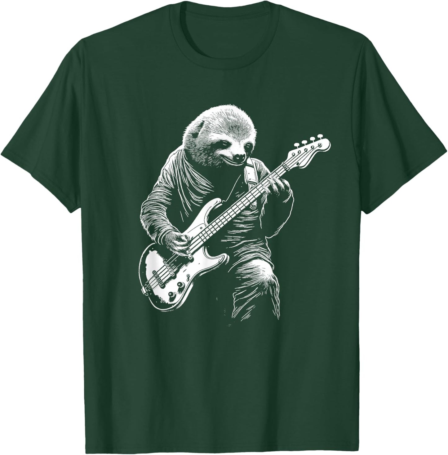 Sloth Playing Bass Guitar Funny Bass Player Bassist Sloth T-Shirt - T-Shirt | Forest