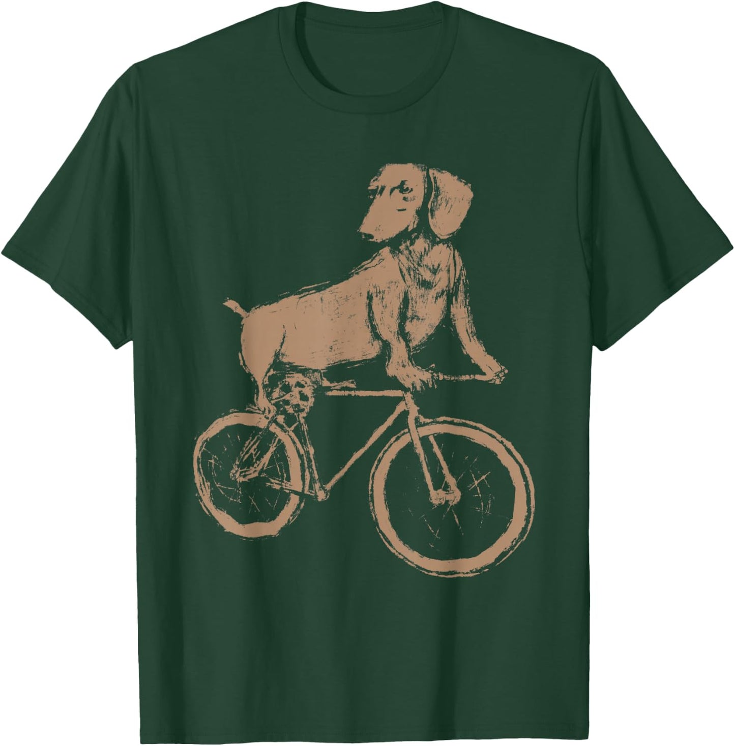 Dachshund on a Bicycle - Dachshund Riding A Bicycle T-Shirt - T-Shirt | Forest