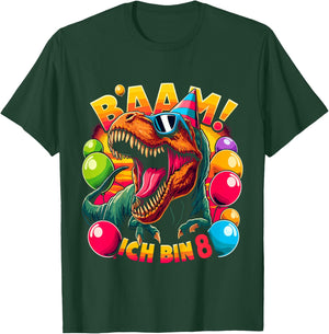 Children's 8th Birthday Boy 8 Years Idea Dino Dinosaur Boys T-Shirt - T-Shirt | Forest