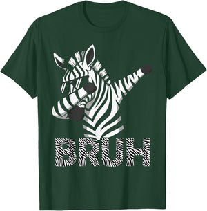 Funny Dabbing Zebra Shirt Boys Animal Print Zebra Bruh T-Shirt - T-Shirt | Forest