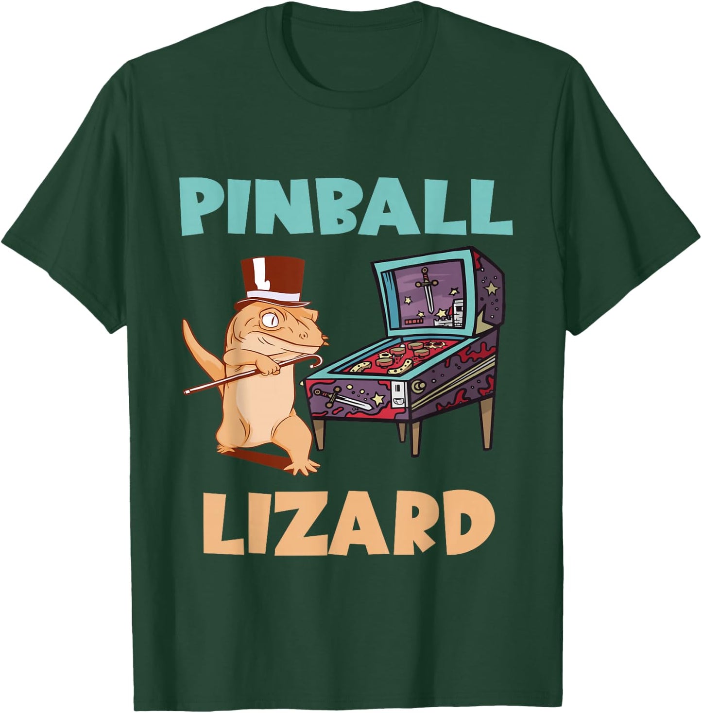 Pinball Game Pinball Player Flipper Ball Pinball Lizard T-Shirt - T-Shirt | Forest