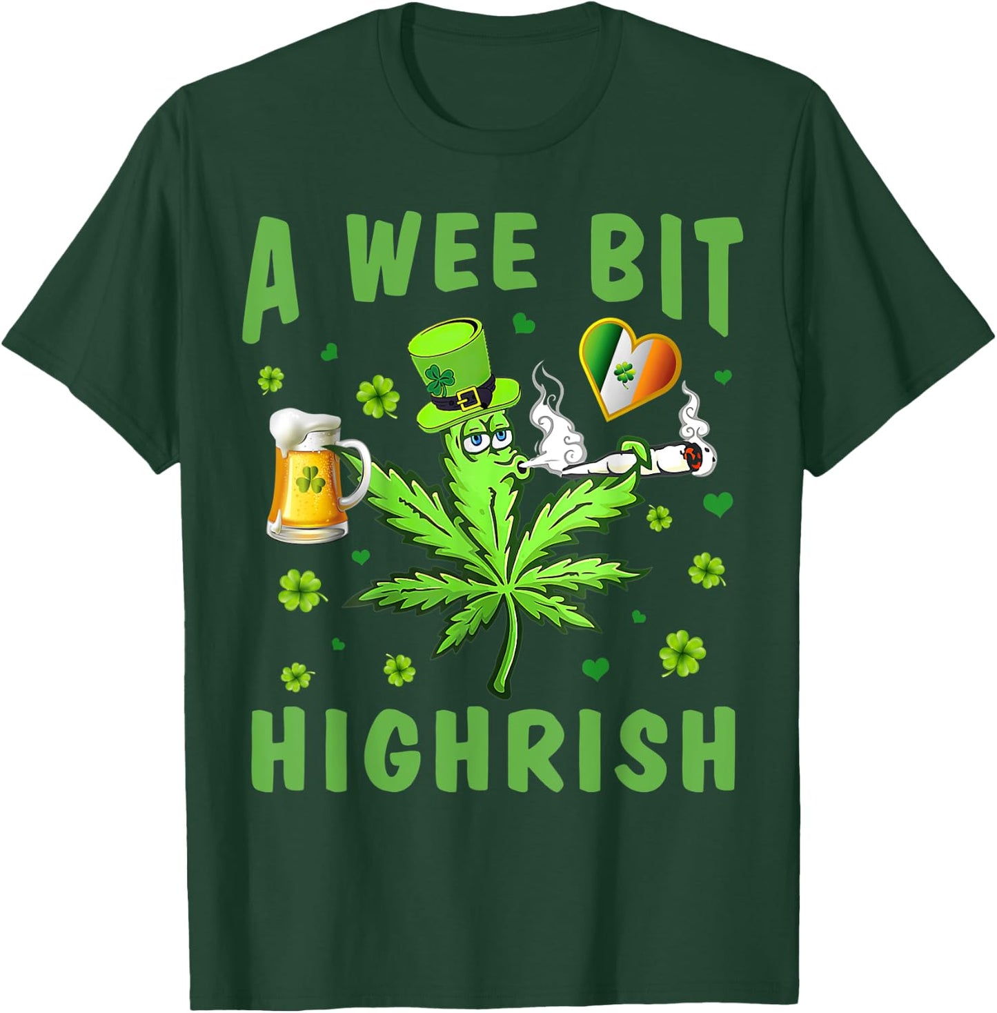 Funny St Patricks Day Weed Cannabis Beer Drinking Shamrocks T-Shirt - T-Shirt | Forest