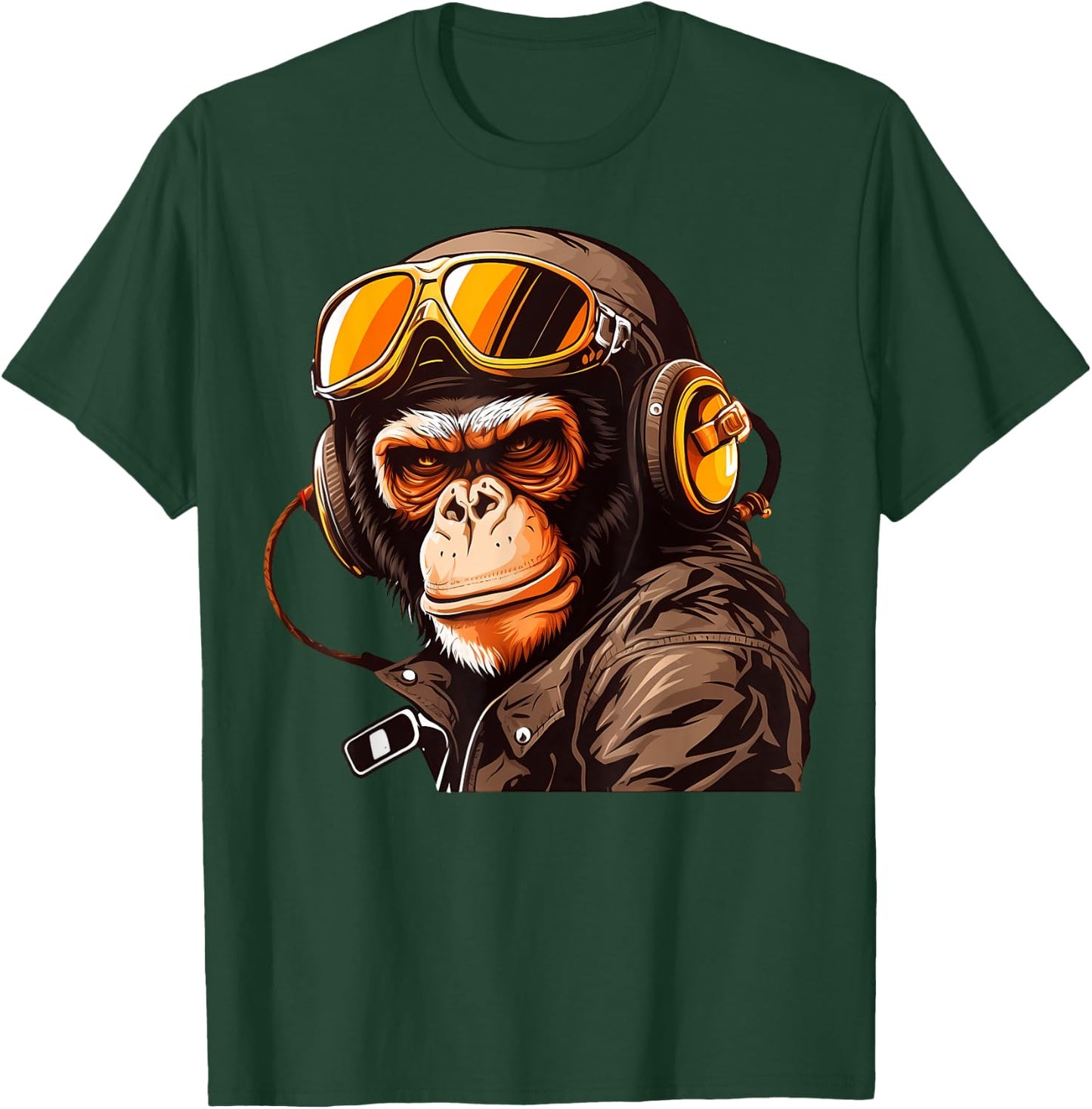 Cool Gorilla Monkey Ape In Sunglasses Pilot Flight Racing T-Shirt - T-Shirt | Forest
