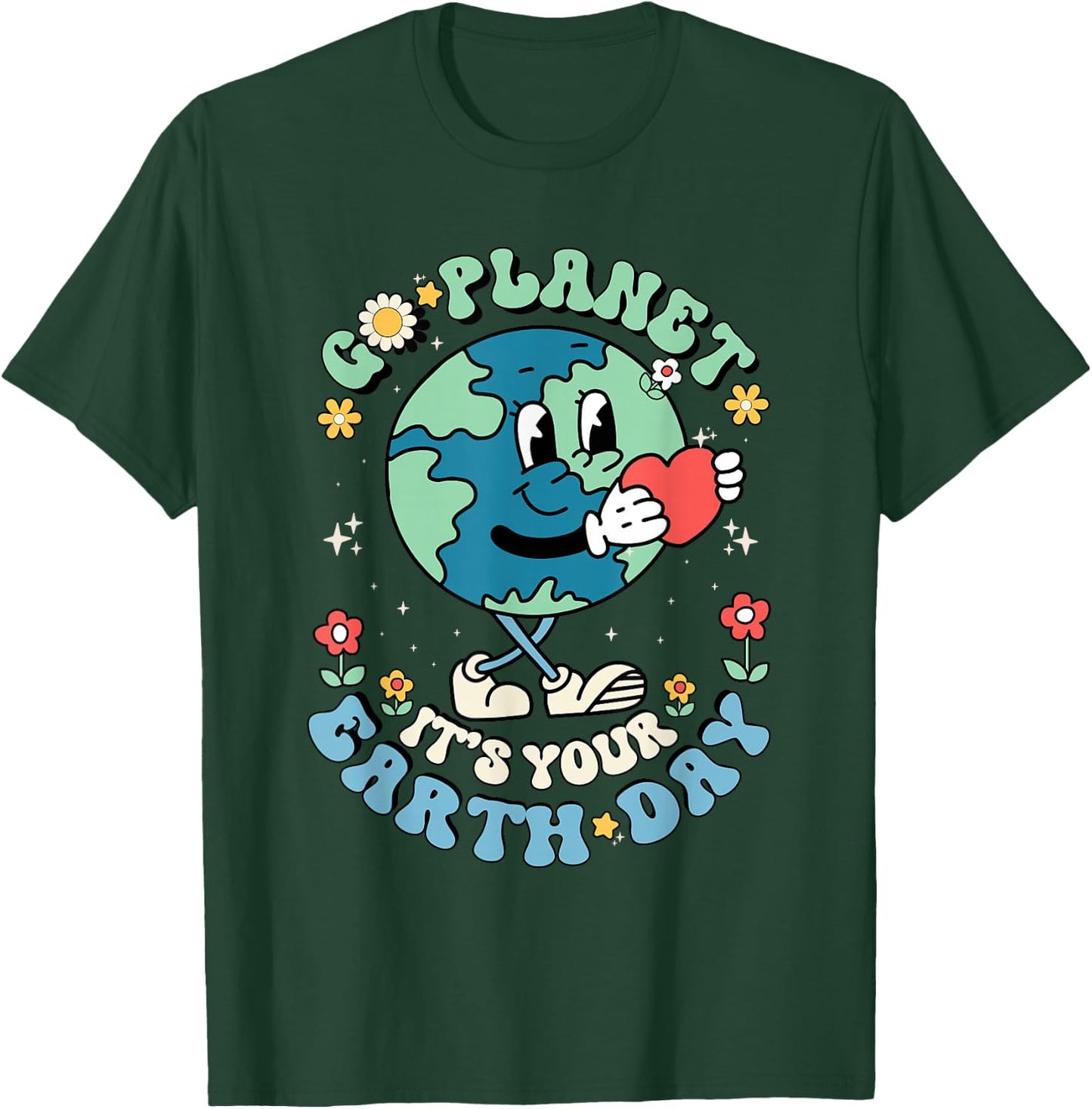 Cute Go Planet Its Your Earth Day 2026 Teacher Kids Groovy T-Shirt - T-Shirt | Forest