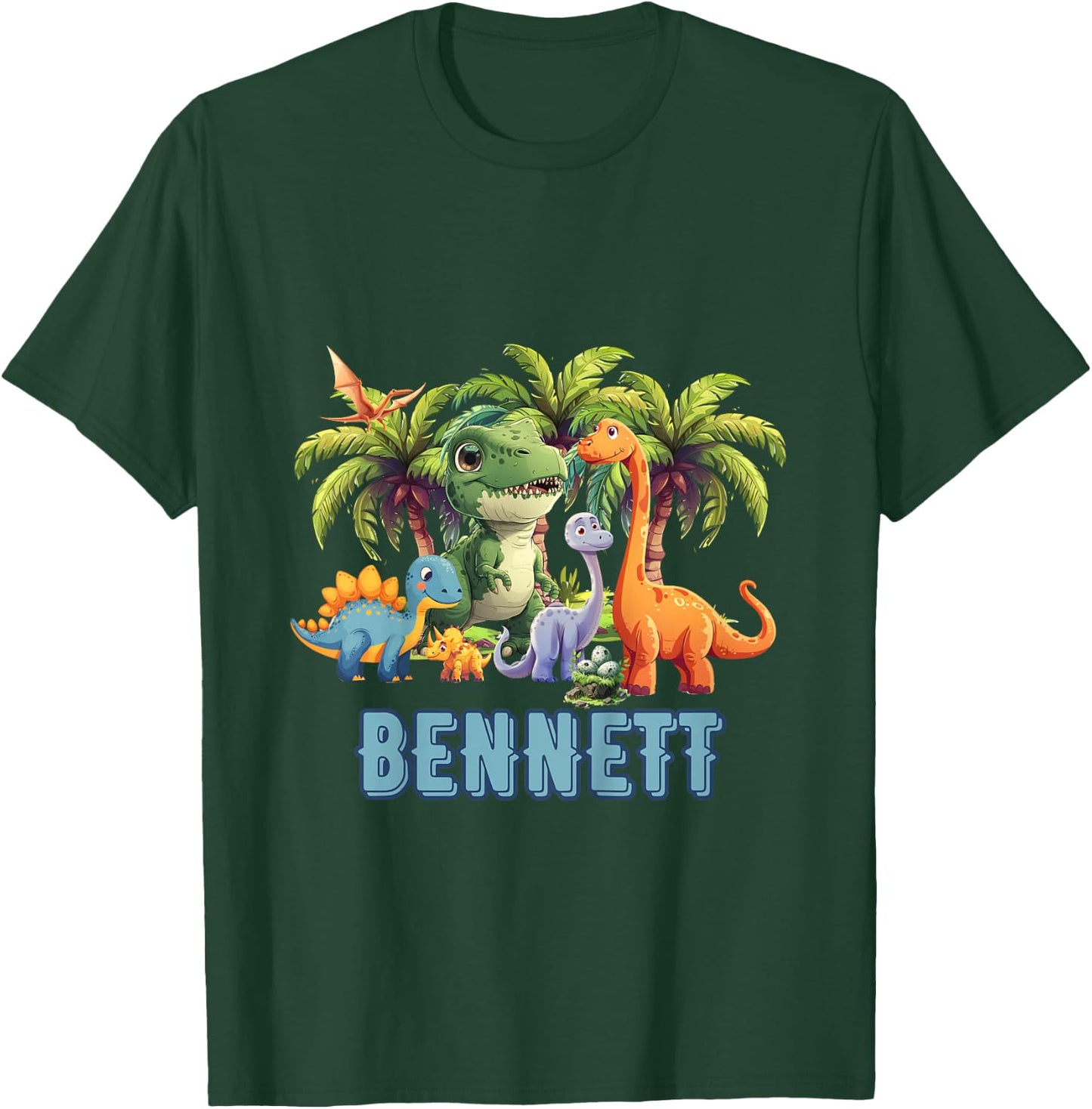 Kids Dinosaur Dino TRex Personalized BENNETT T-Shirt - T-Shirt | Forest