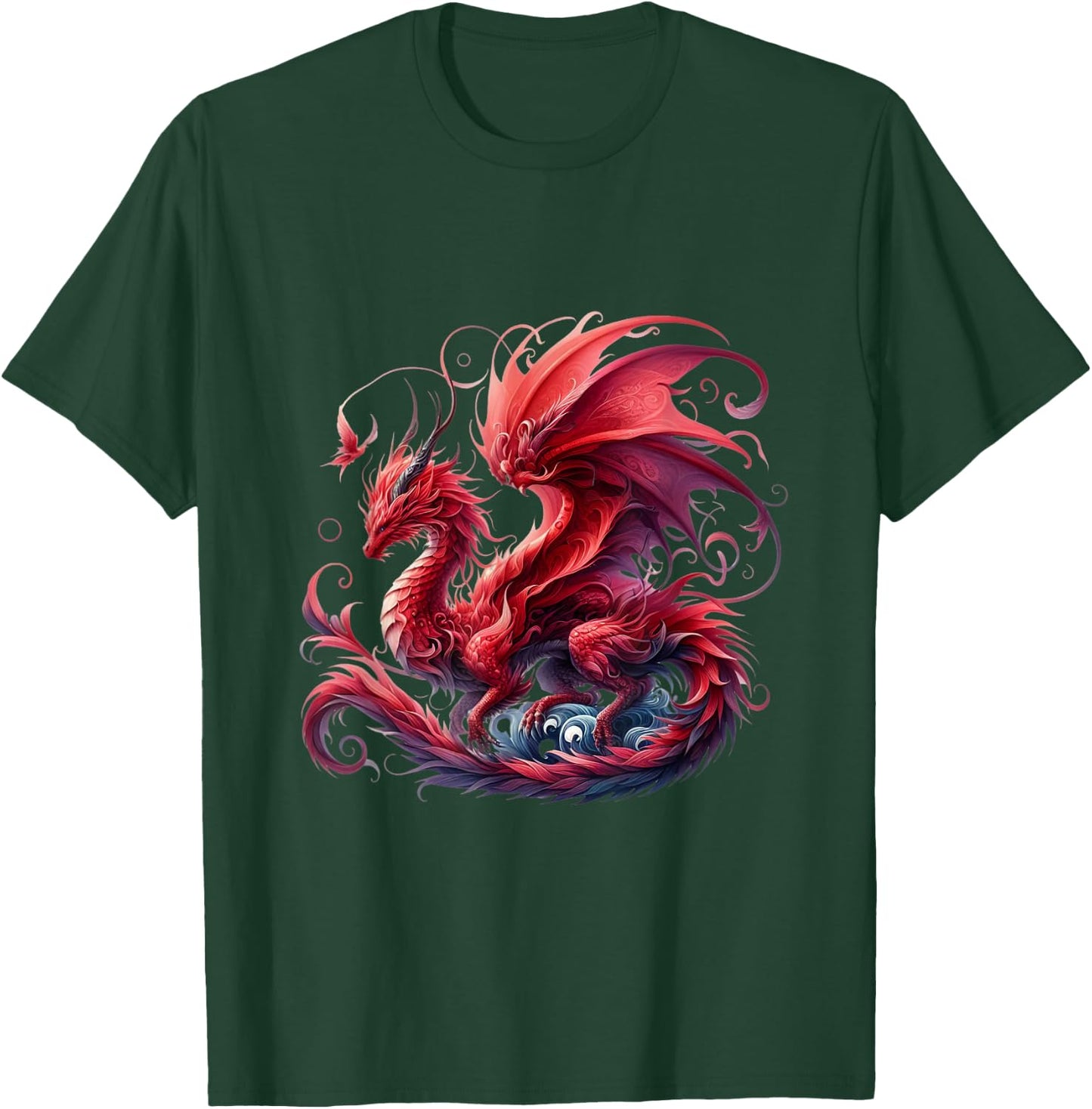 Flying Mythical Creature Cool Dragon Flame-Spewing Dragon T-Shirt - T-Shirt | Forest