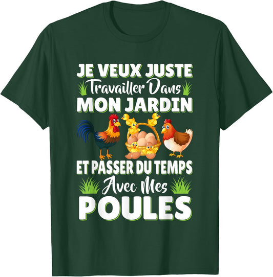 Garden and Hen Funny Gift Original Gardening , Black, S T-Shirt - T-Shirt | Forest