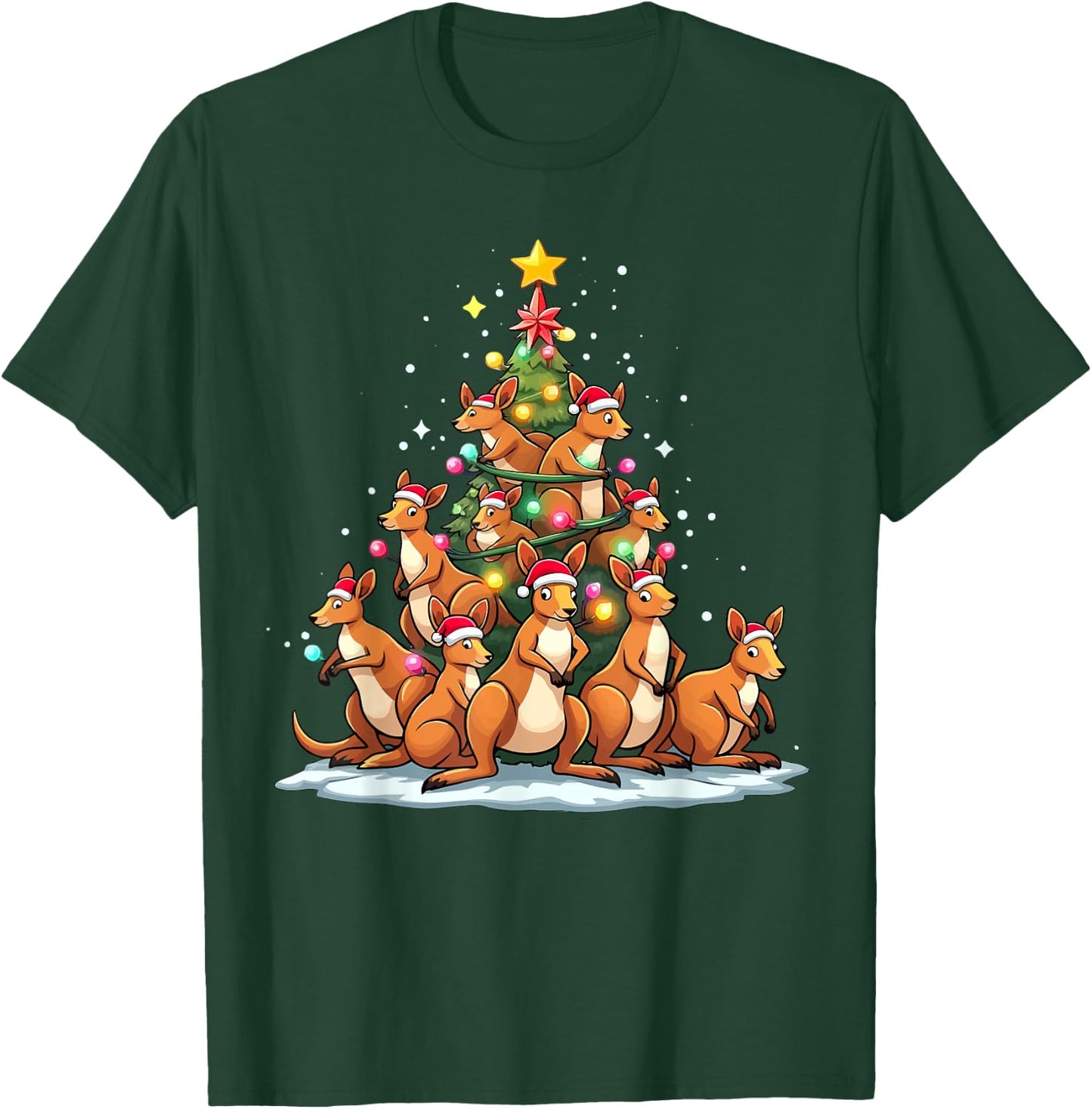Kangaroo Christmas Tree Funny Roo Holiday Cute Kangaroo T-Shirt - T-Shirt | Forest