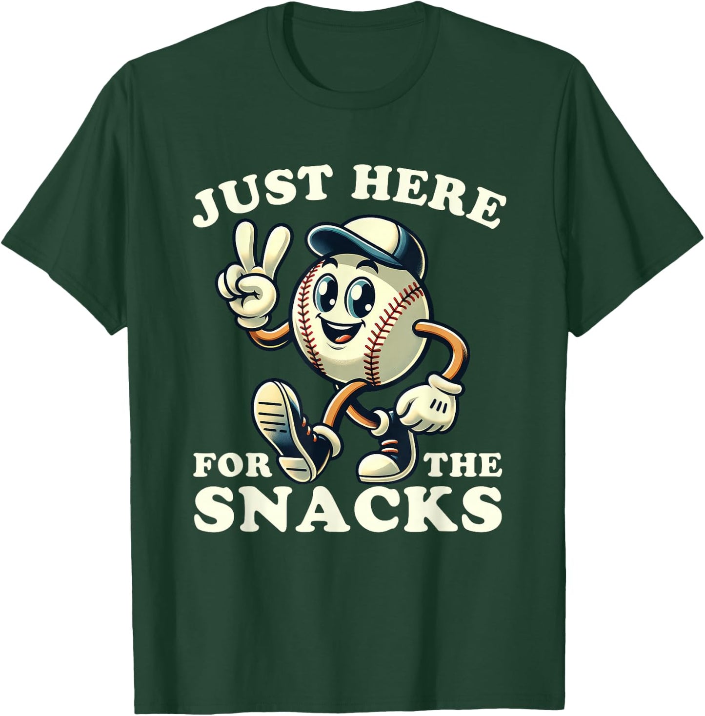 Baseball Just Here for the Snacks Funny Men Women Kids T-Shirt - T-Shirt | Forest