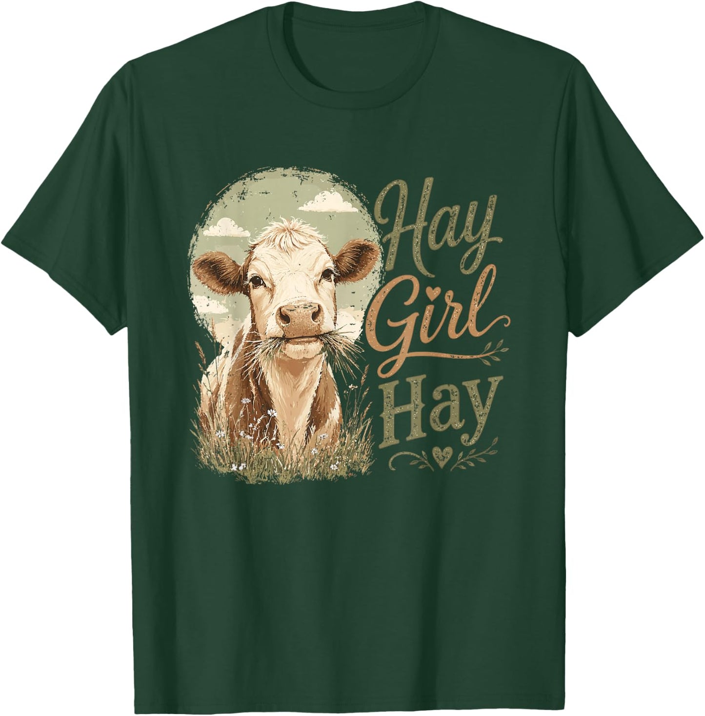 Hay Girl Hay Cow Farm T-Shirt - T-Shirt | Forest
