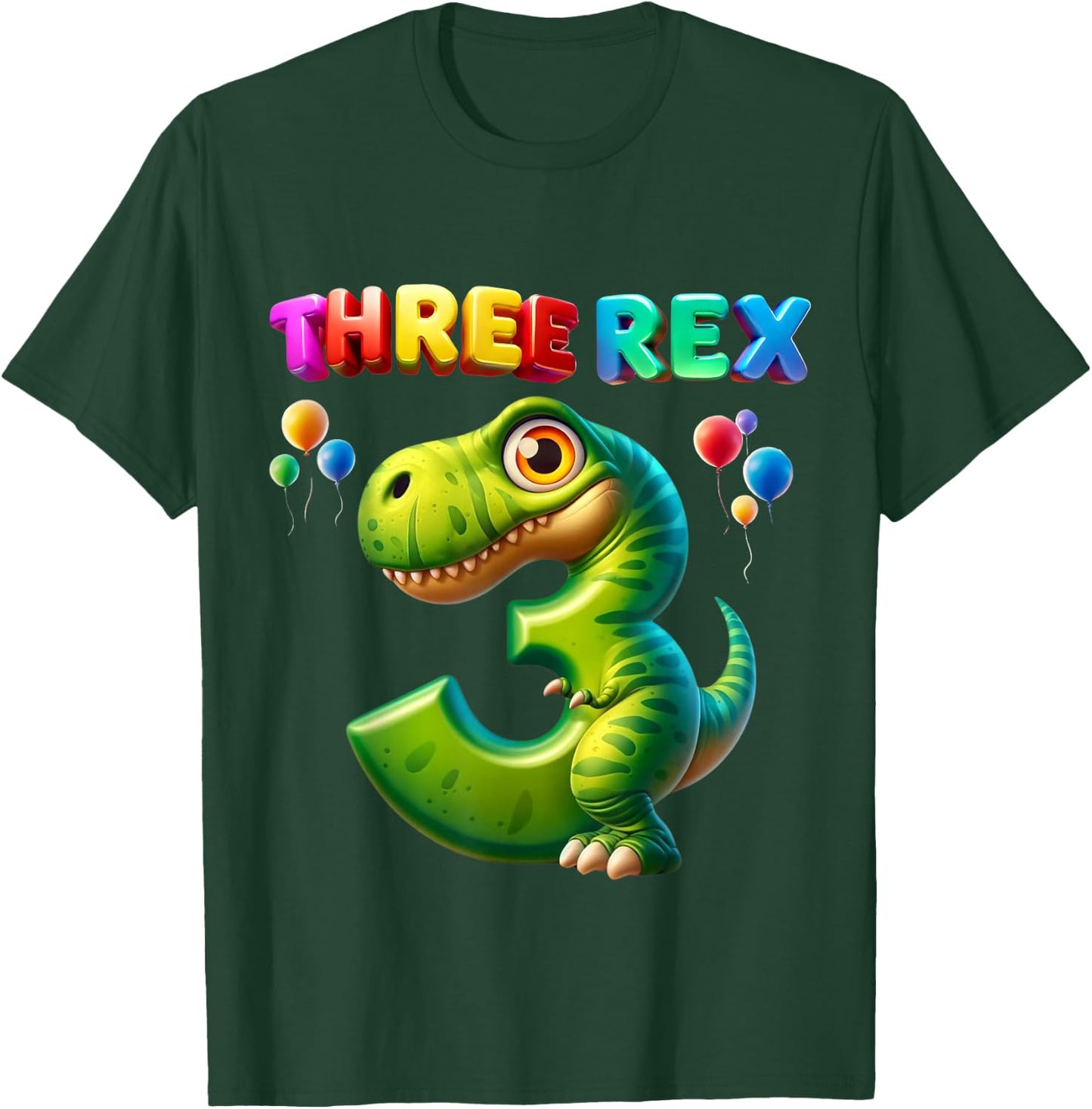 Three Rex 3rd Birthday Shirt Third Dinosaur 3 Year Old gift T-Shirt - T-Shirt | Forest