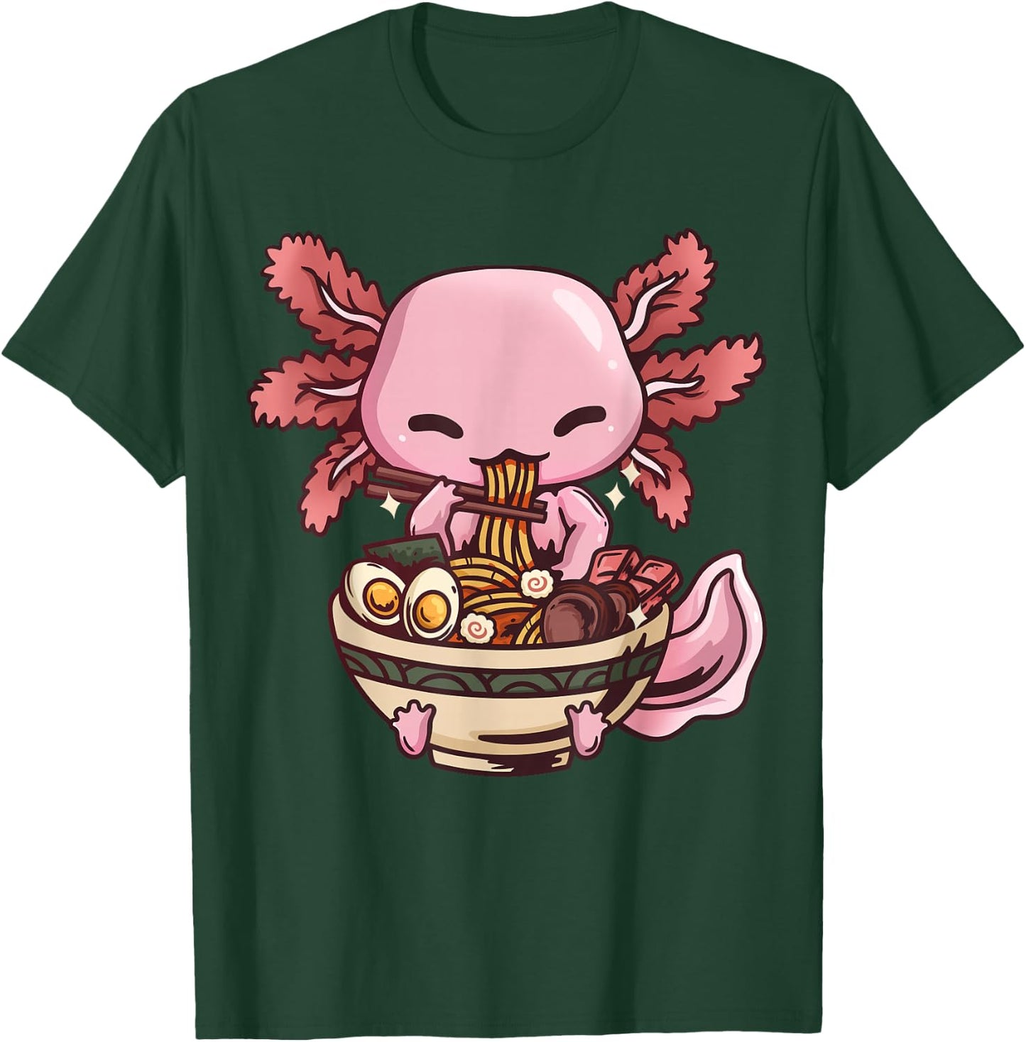 Axolotl Ramen Anime Kawaii Eating Girls Teens T-Shirt - T-Shirt | Forest