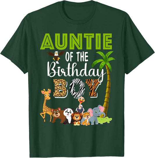 Auntie of The Birthday Boy Wild Zoo Theme Safari Party T-Shirt - T-Shirt | Forest