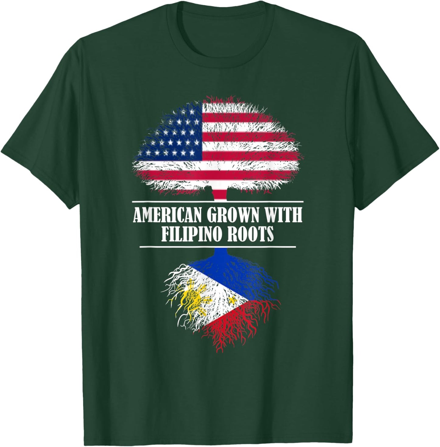 American grown with filipino roots Philippines flag gift T-Shirt - T-Shirt | Forest
