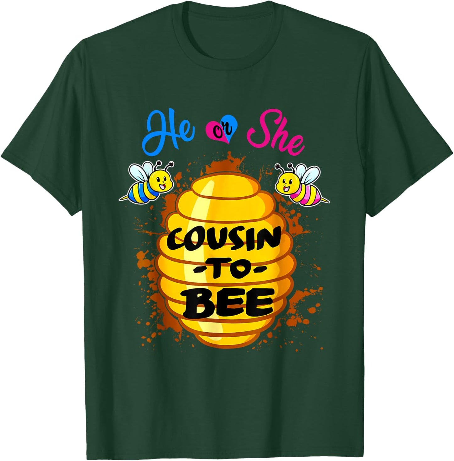 He Or She Cousin To Bee Gender Reveal Pregnancy Announcement T-Shirt - T-Shirt | Forest
