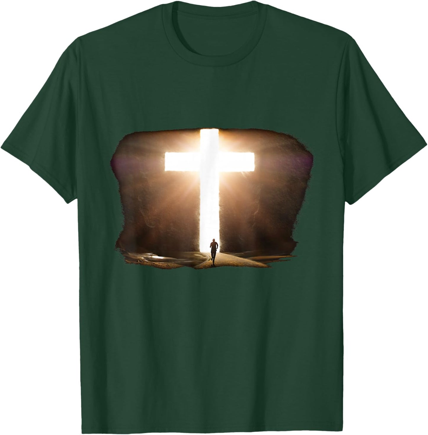 Jesus Christ Faith Cross in the Rock Christian Running Men T-Shirt - T-Shirt | Forest